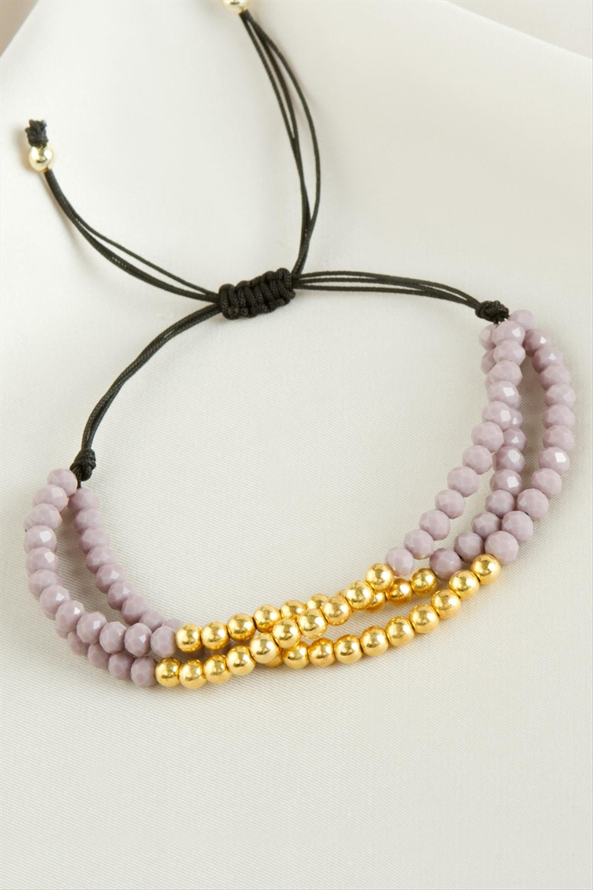 Top Metal Üçlü Kristal Bileklik