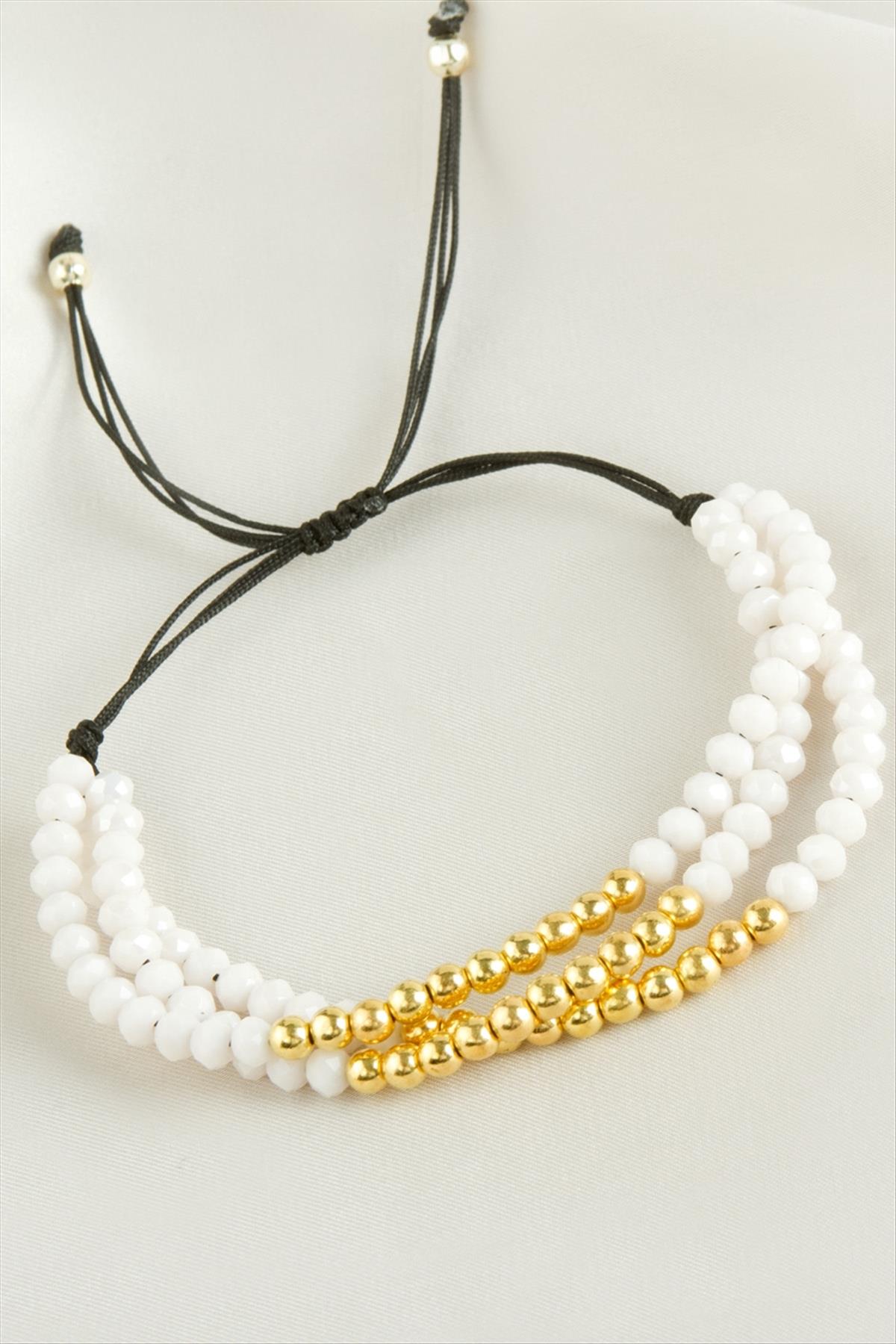 Top Metal Üçlü Kristal Bileklik