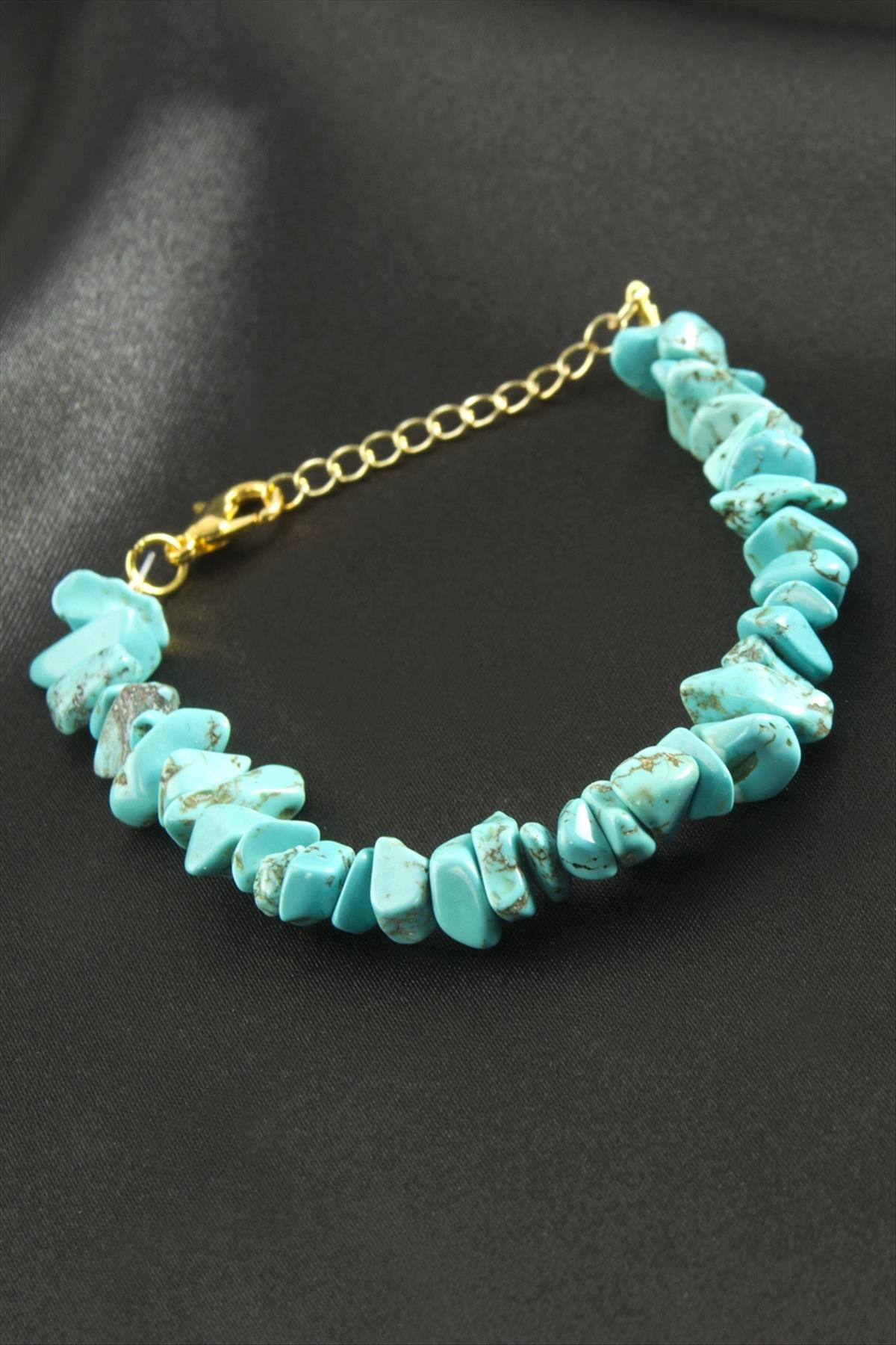 Turkuaz Kırık Doğaltaş Bileklik