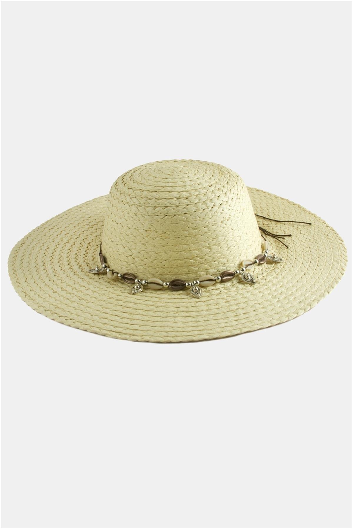 Üçgen Deniz Kabuğu Hasır Şapka