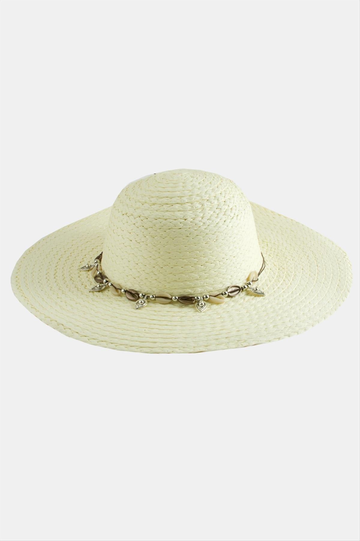 Üçgen Deniz Kabuğu Hasır Şapka