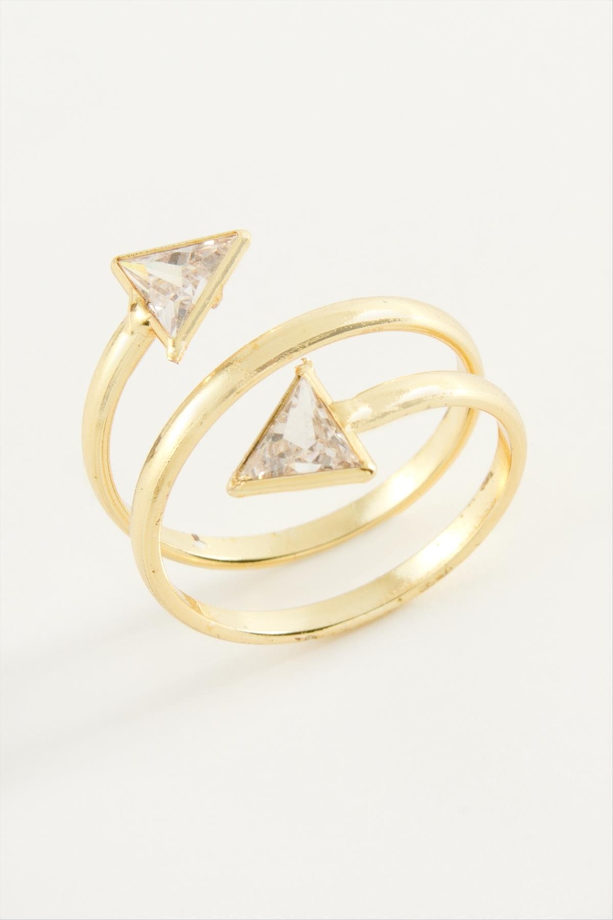 Üçgen Zirkon Taşlı Yüzük