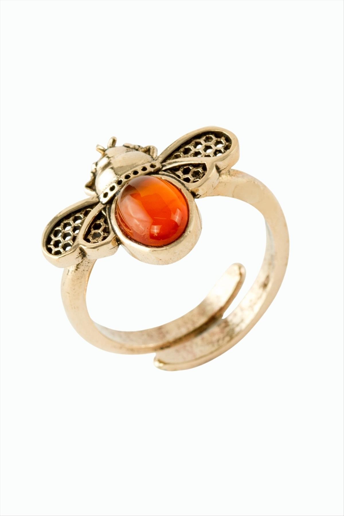 Uğur Böceği Doğaltaşlı Otantik Yüzük