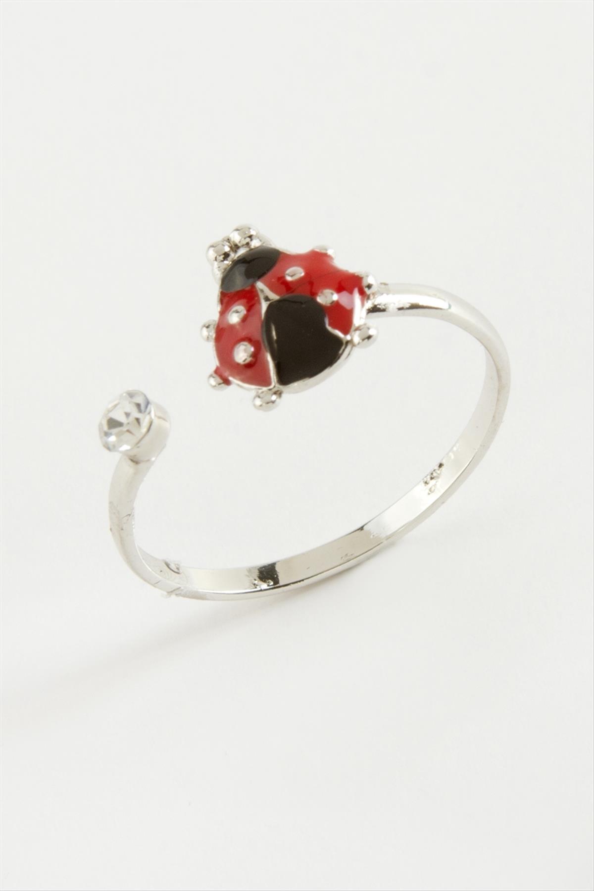 Uğur Böceği Mineli Taşlı Yüzük