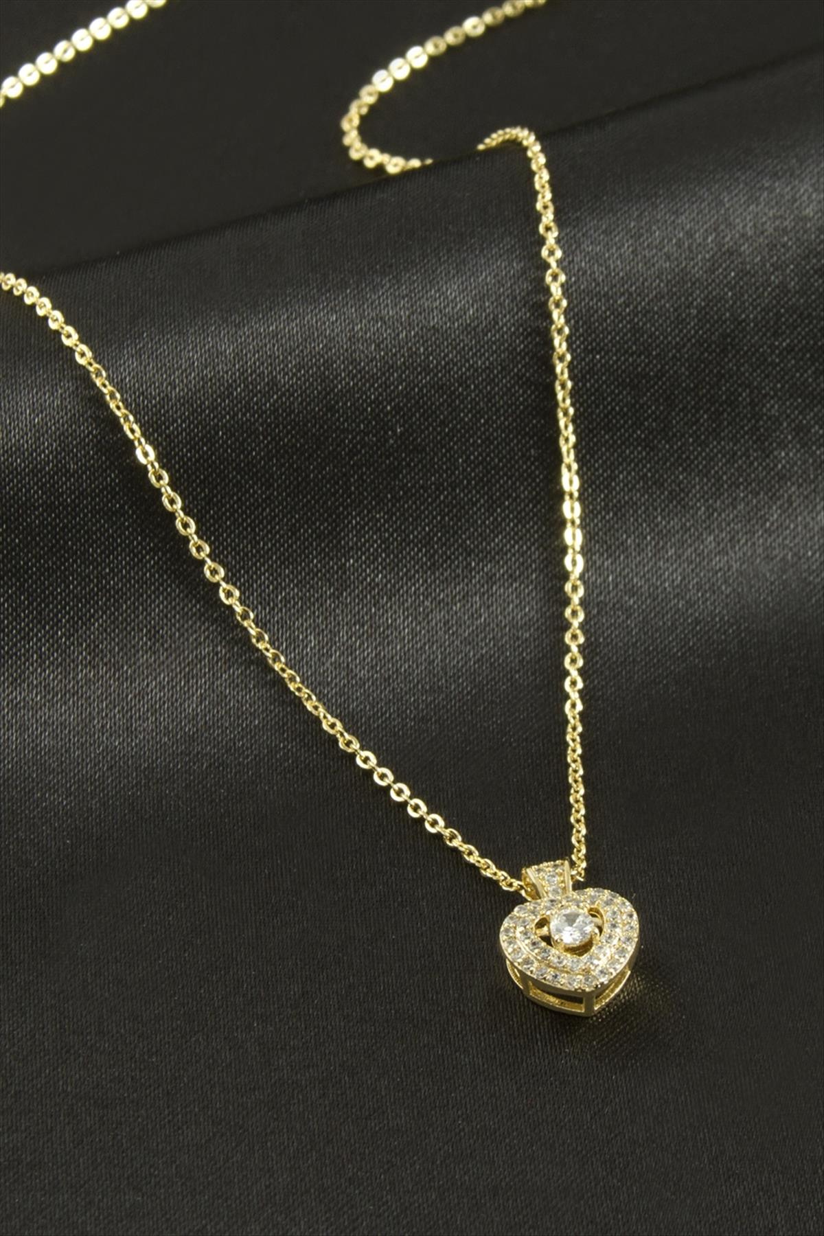 Xuping Kalp Zirkon Taşlı Lüks Çelik Kolye