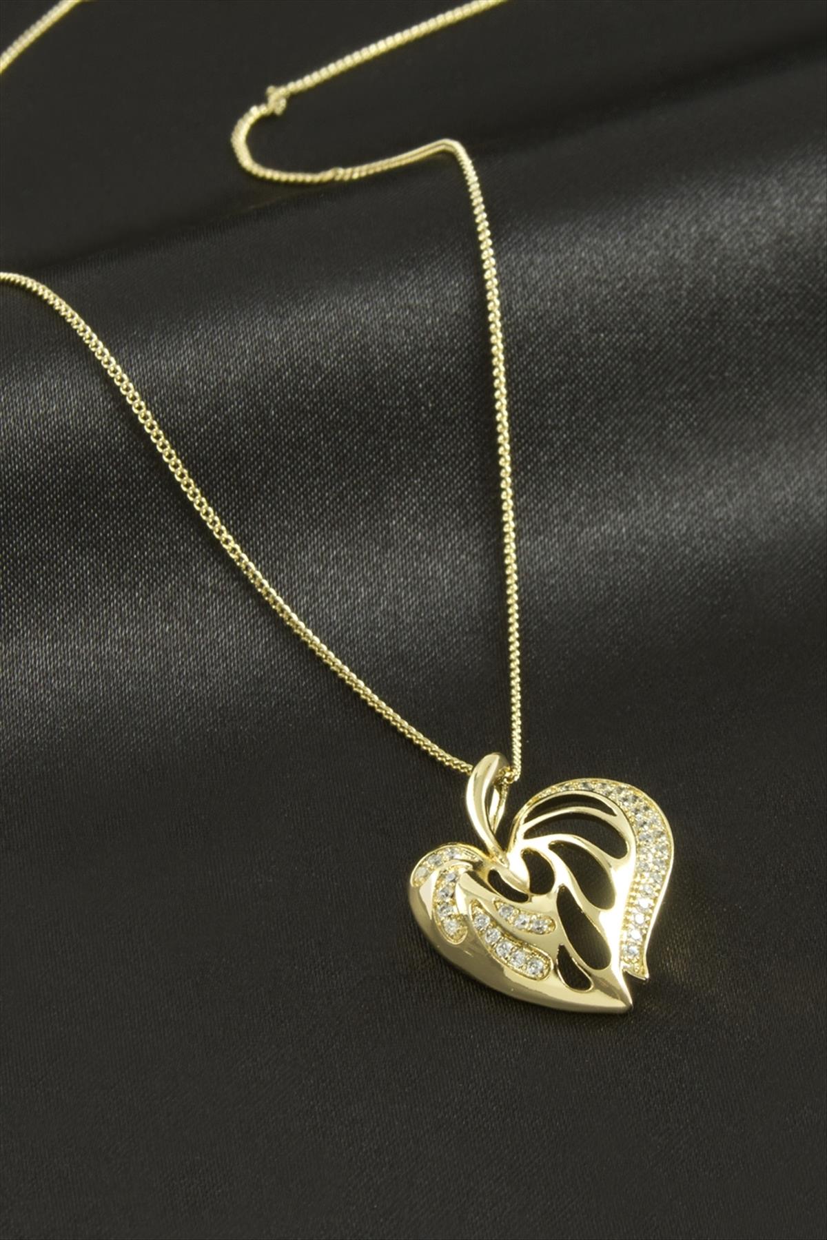 Xuping Kalp Zirkon Taşlı Lüks Çelik Kolye