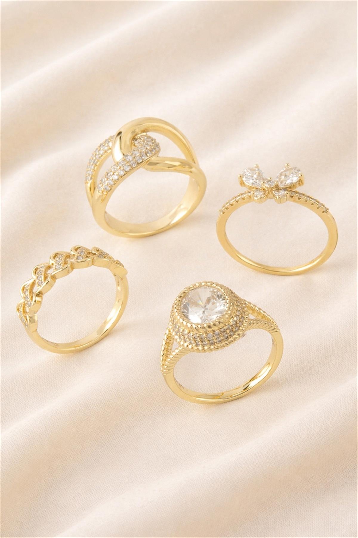 Xuping Karışık Lüks Zirkon Taşlı Çelik Yüzük 1 Adet