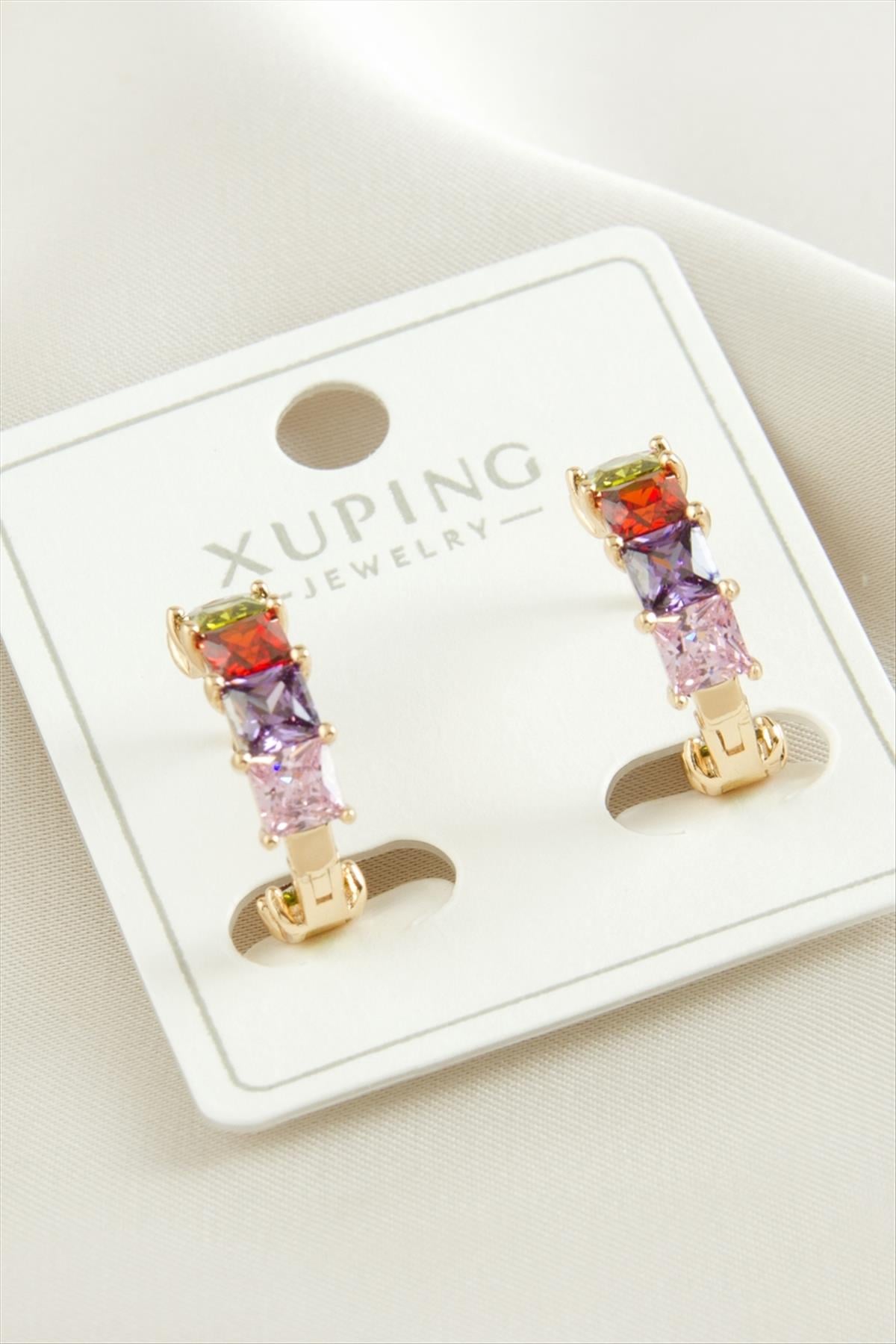 Xuping Zirkon Taşlı Lüks Çelik Küpe