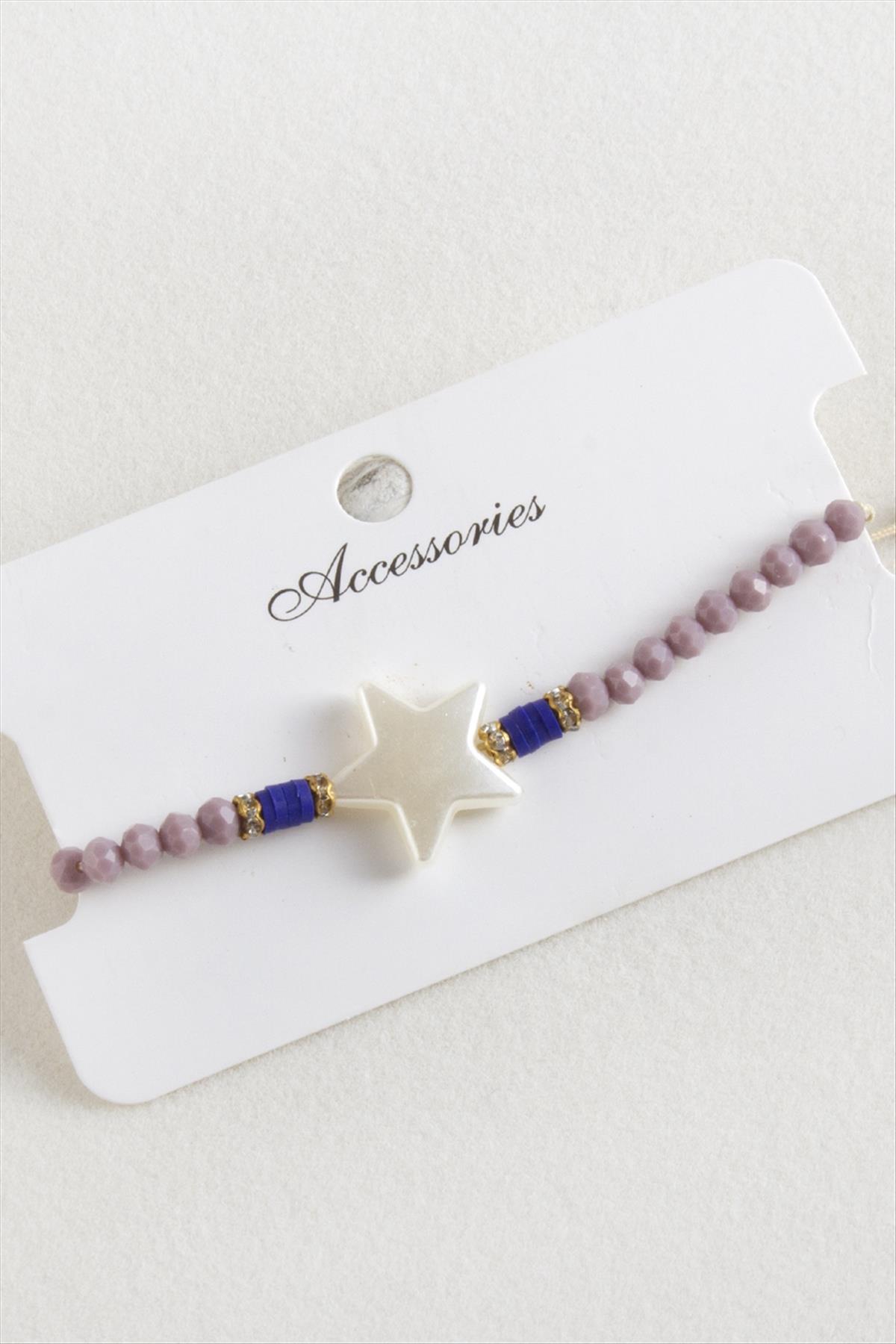 Yıldız İnci Kristal Makrome İp Bileklik