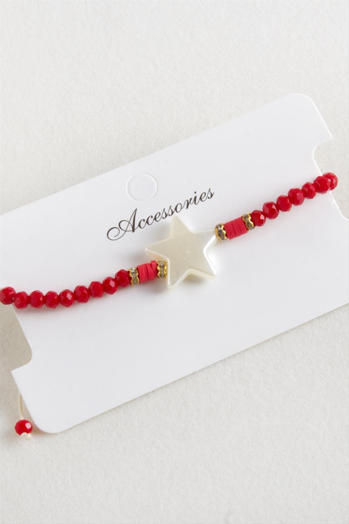 Yıldız İnci Kristal Makrome İp Bileklik