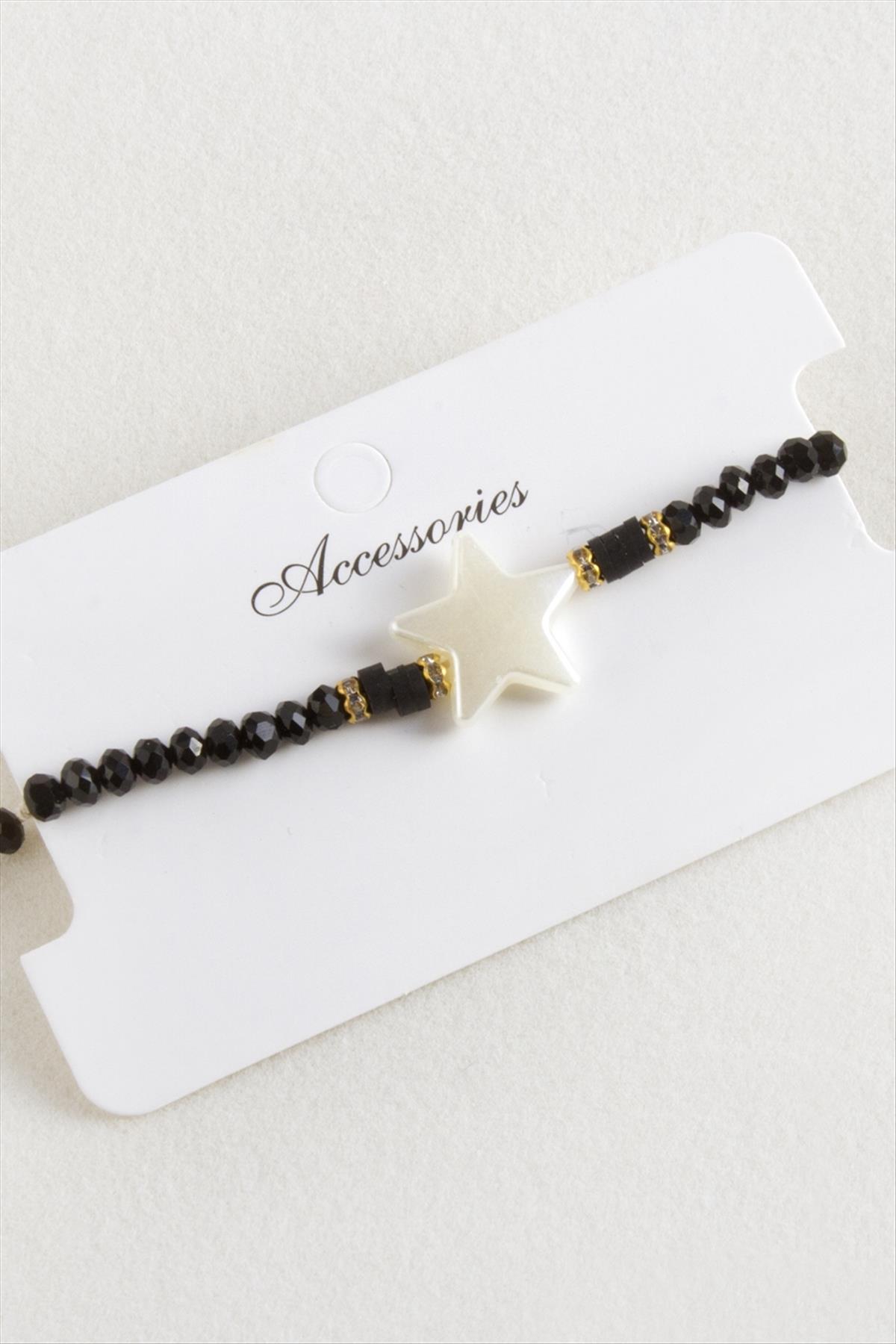 Yıldız İnci Kristal Makrome İp Bileklik