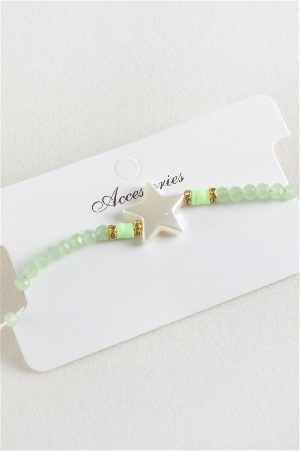 Yıldız İnci Kristal Makrome İp Bileklik