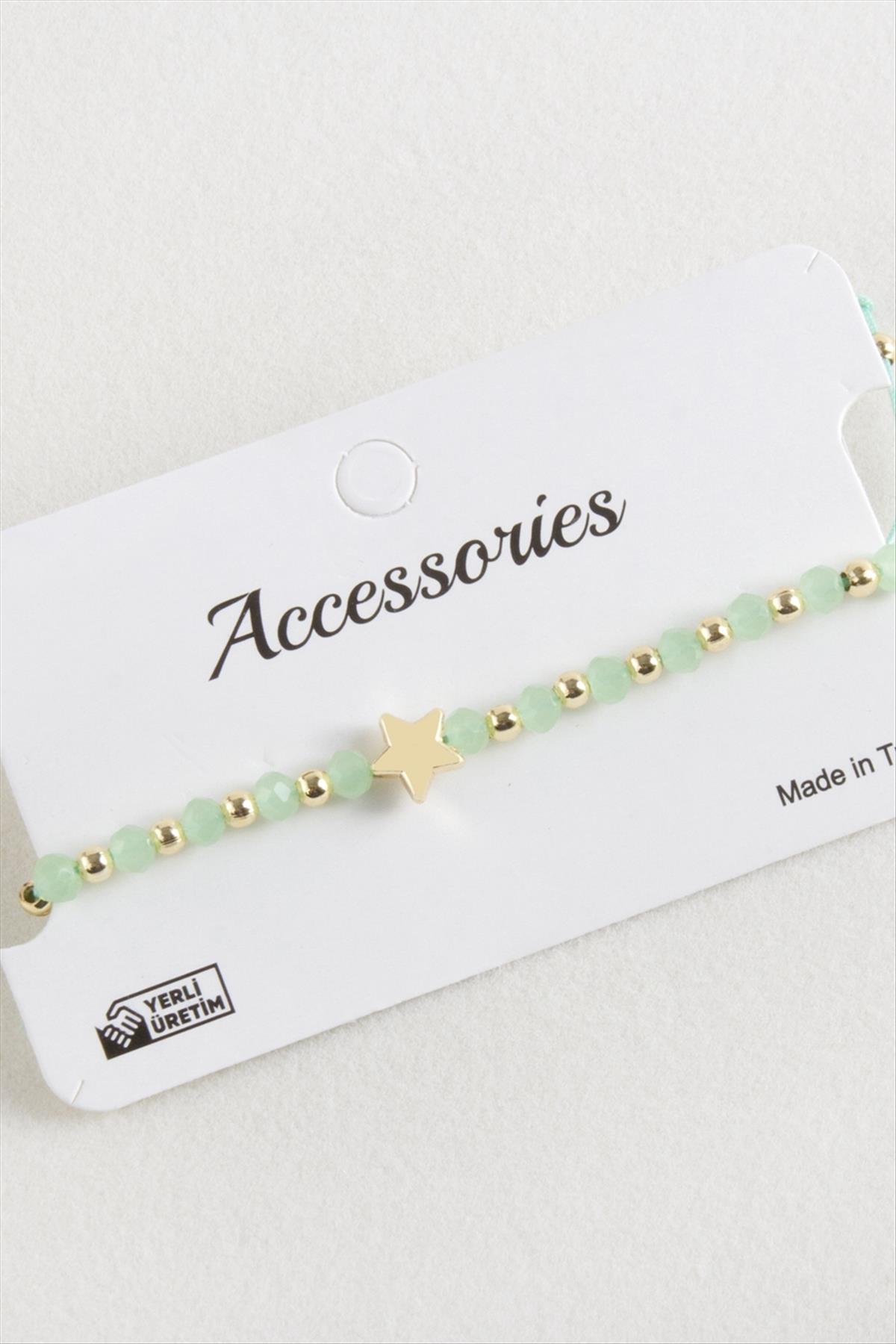 Yıldız Kristal Makrome İp Bileklik