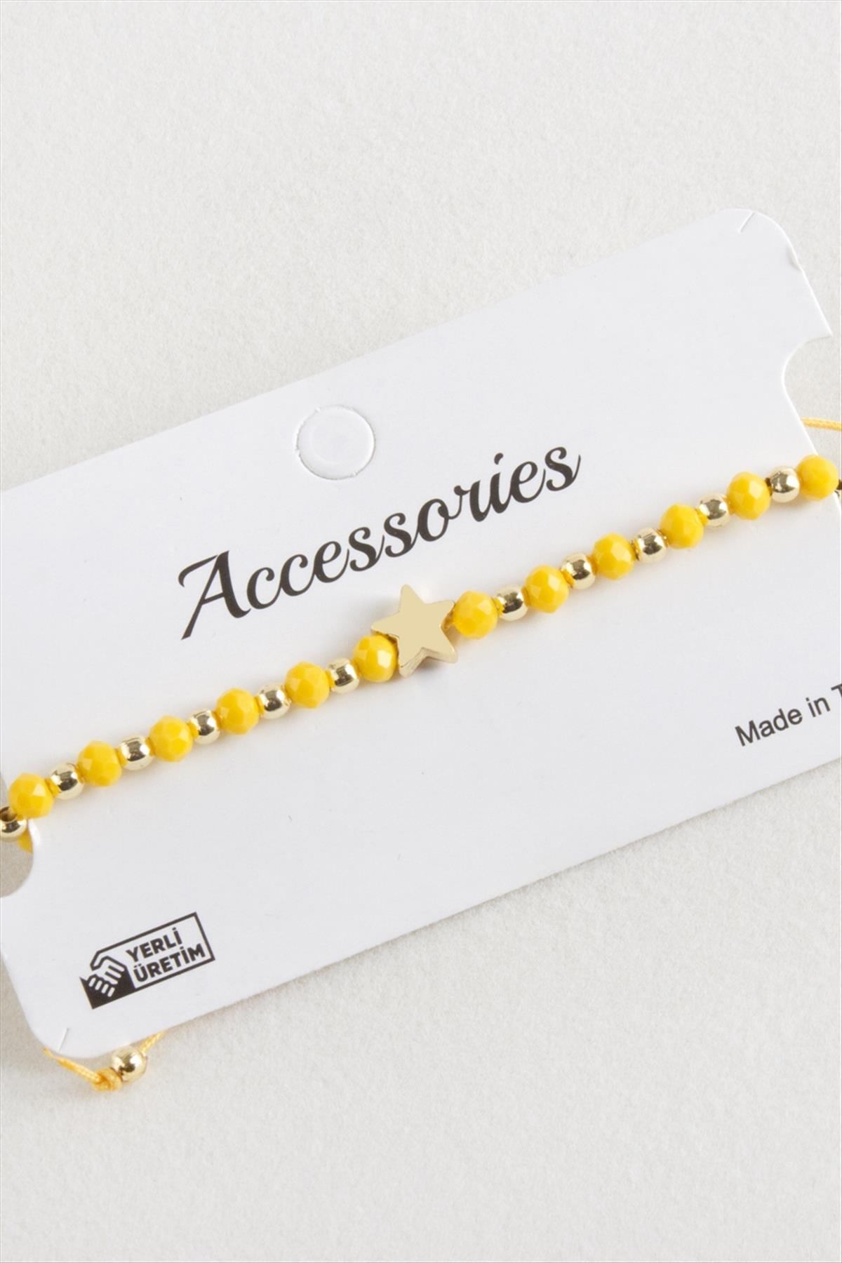 Yıldız Kristal Makrome İp Bileklik