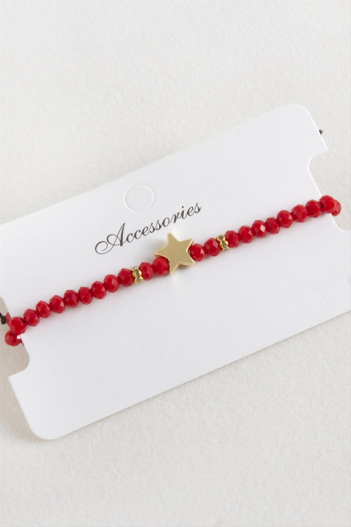 Yıldız Kristal Makrome İp Bileklik