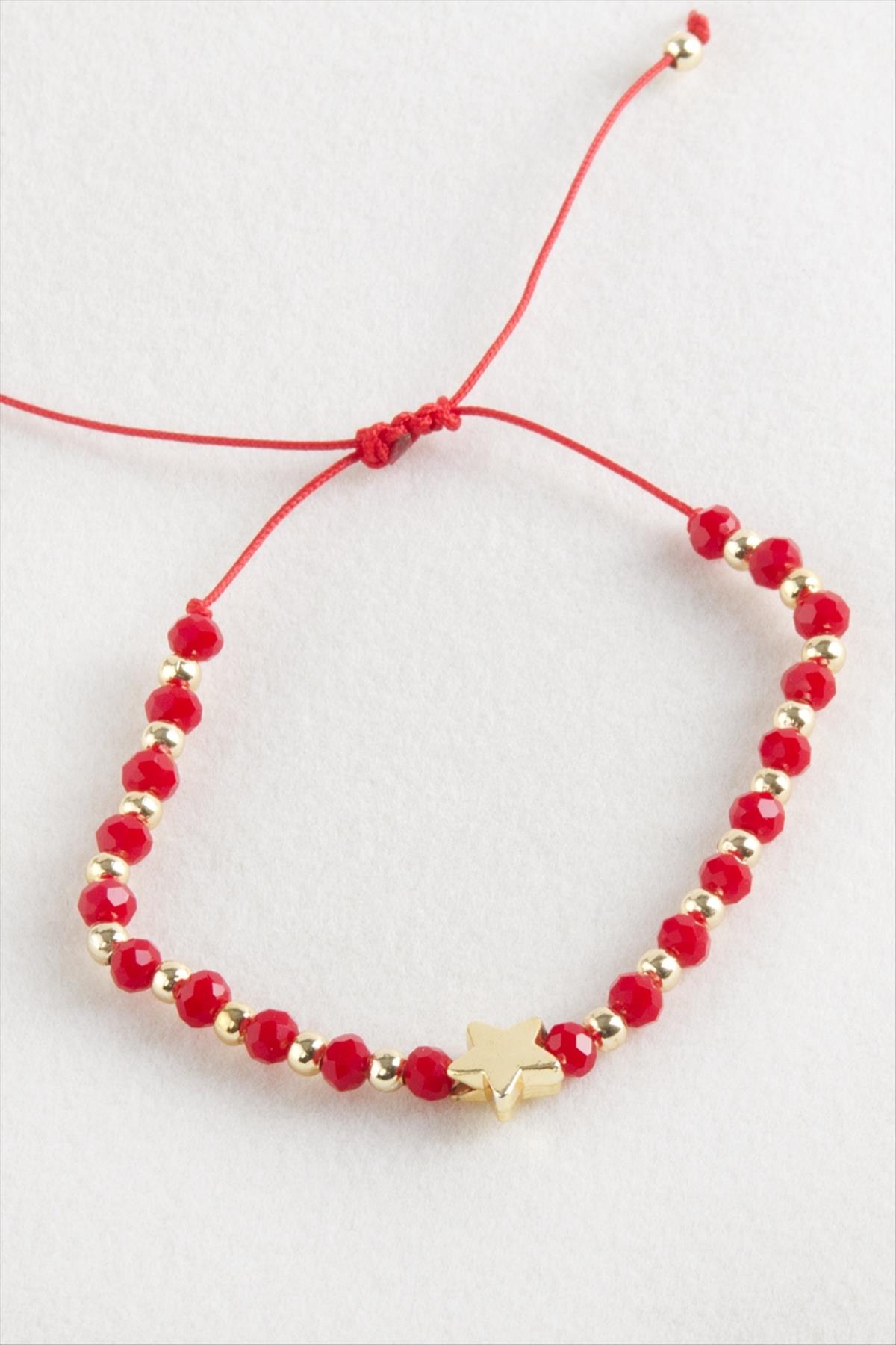 Yıldız Kristal Makrome İp Bileklik