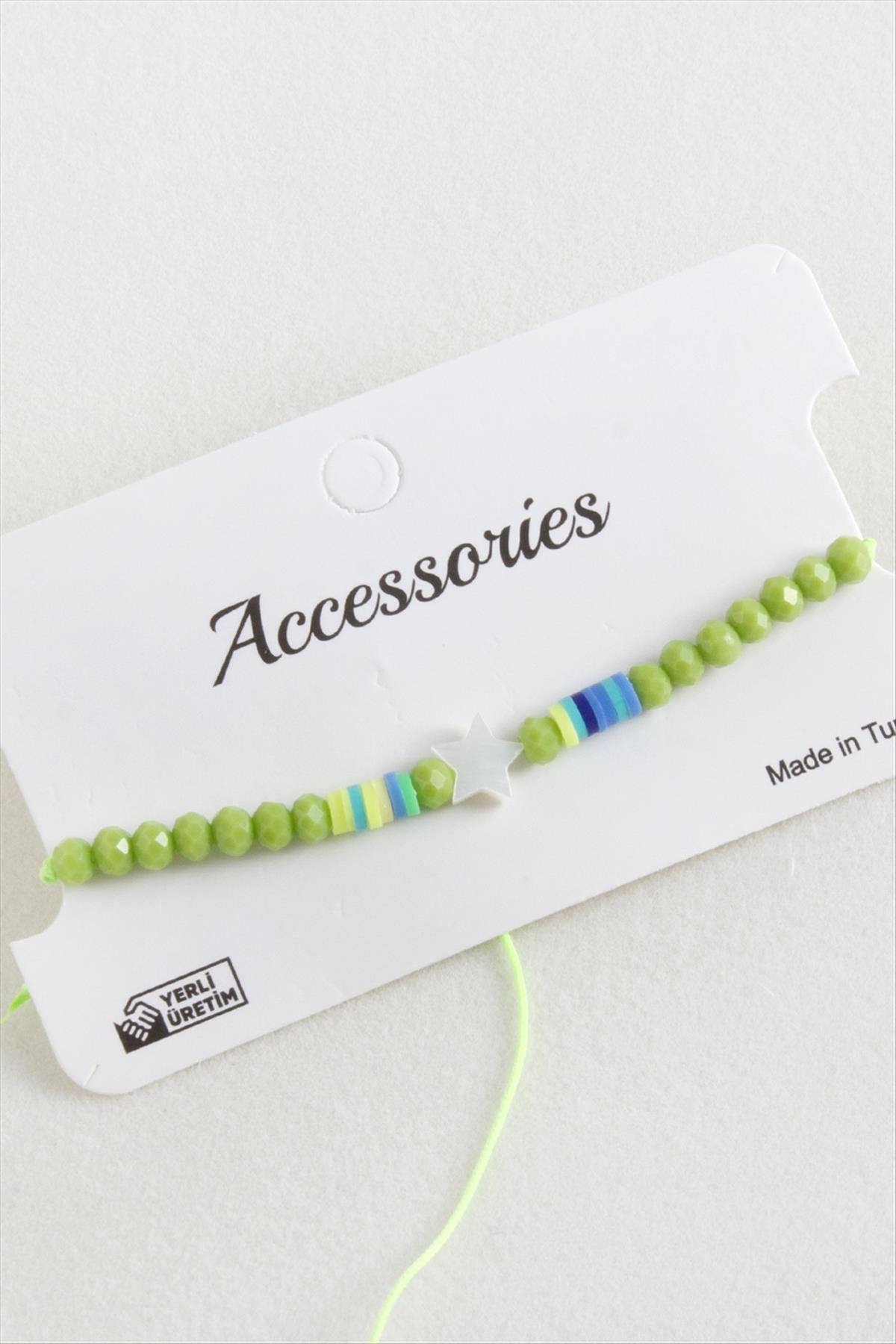 Yıldız Sedef Kristal Makrome İp Bileklik