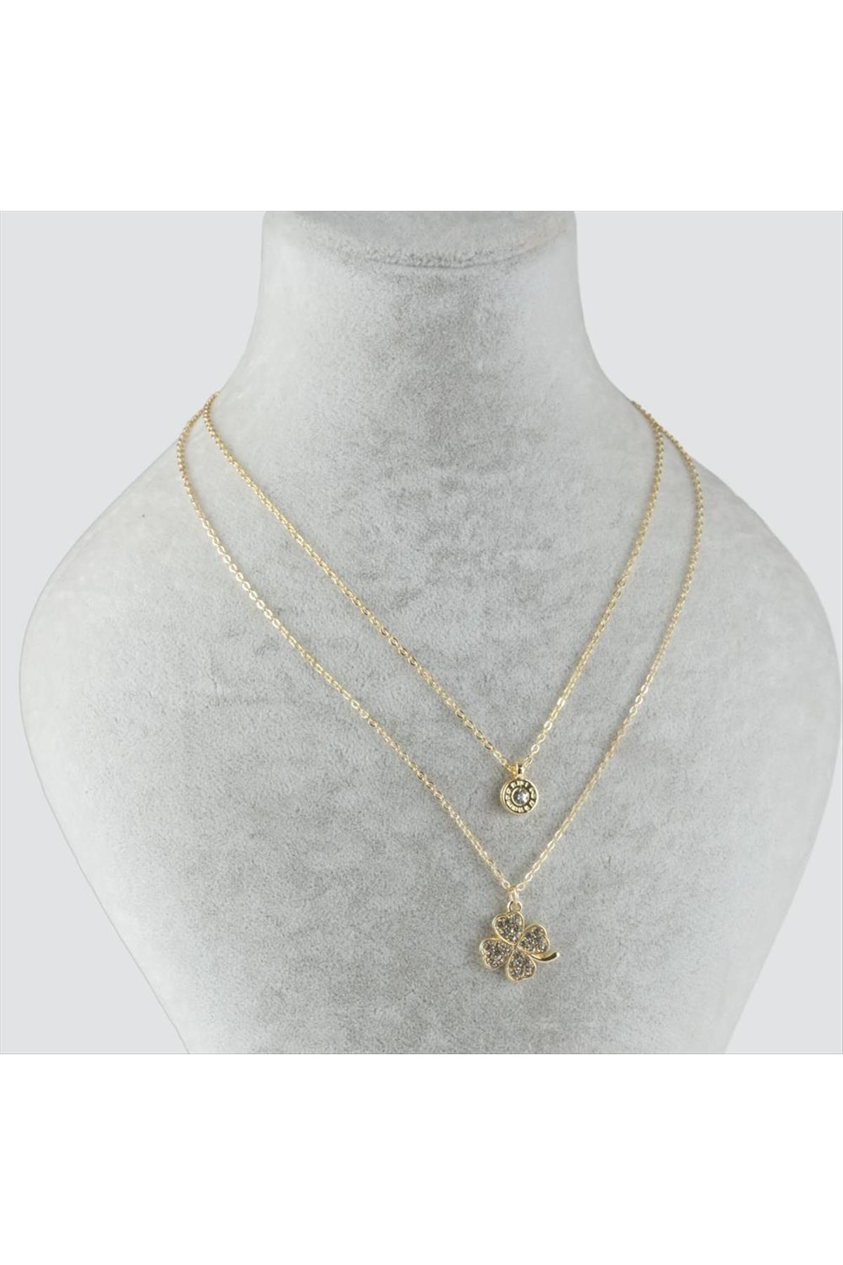 Yonca Figürlü İkili Kolye