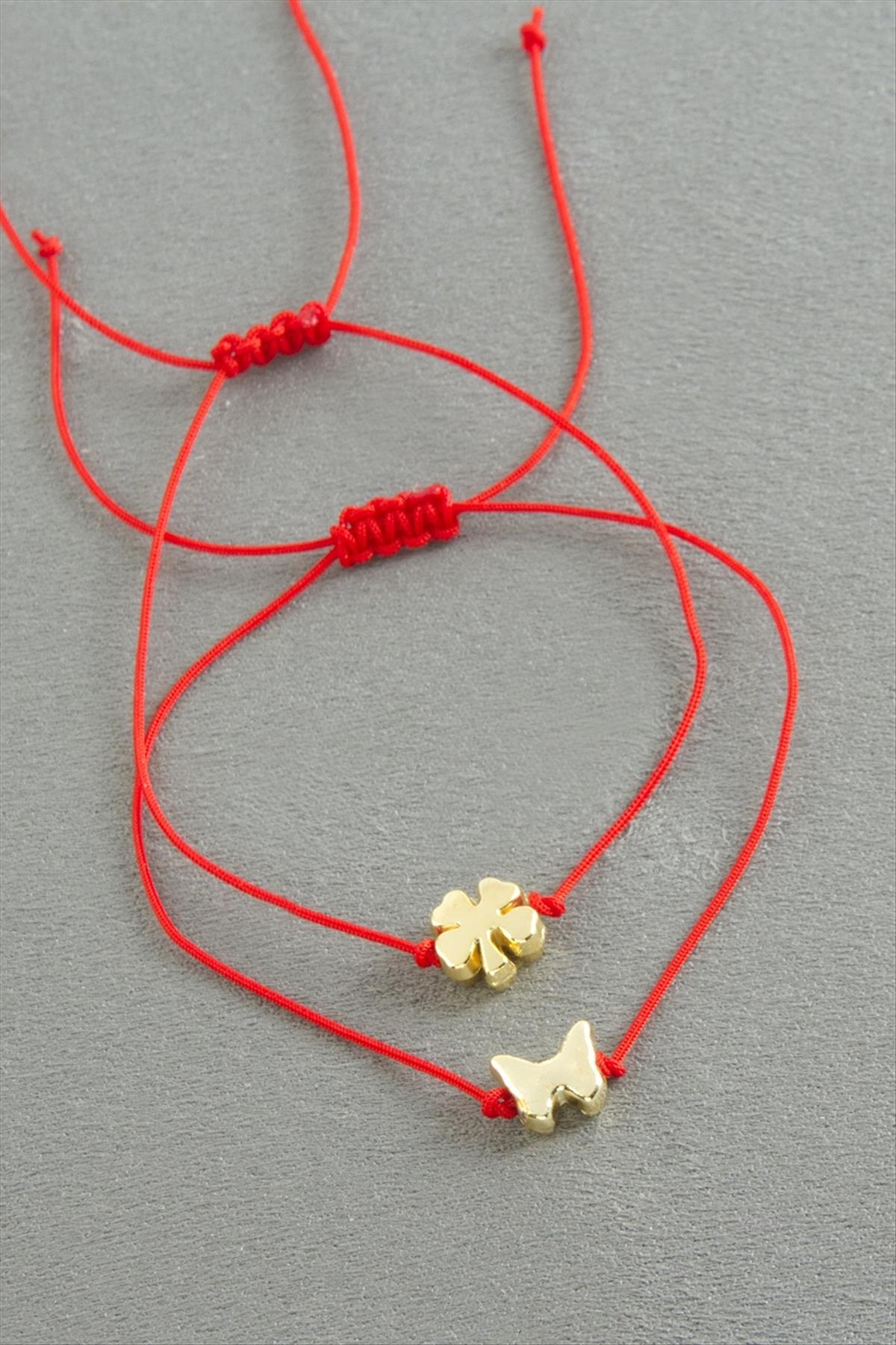 Yonca Kelebek İp Bileklik 2 Adet