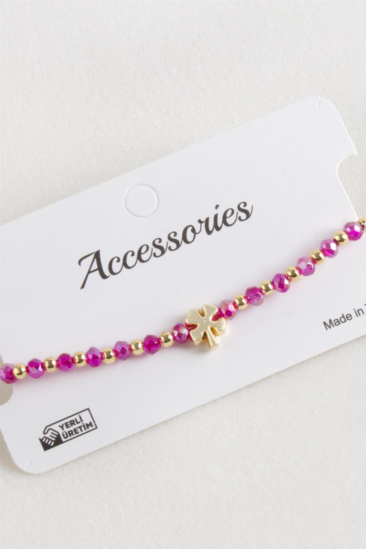 Yonca Kristal Makrome İp Bileklik