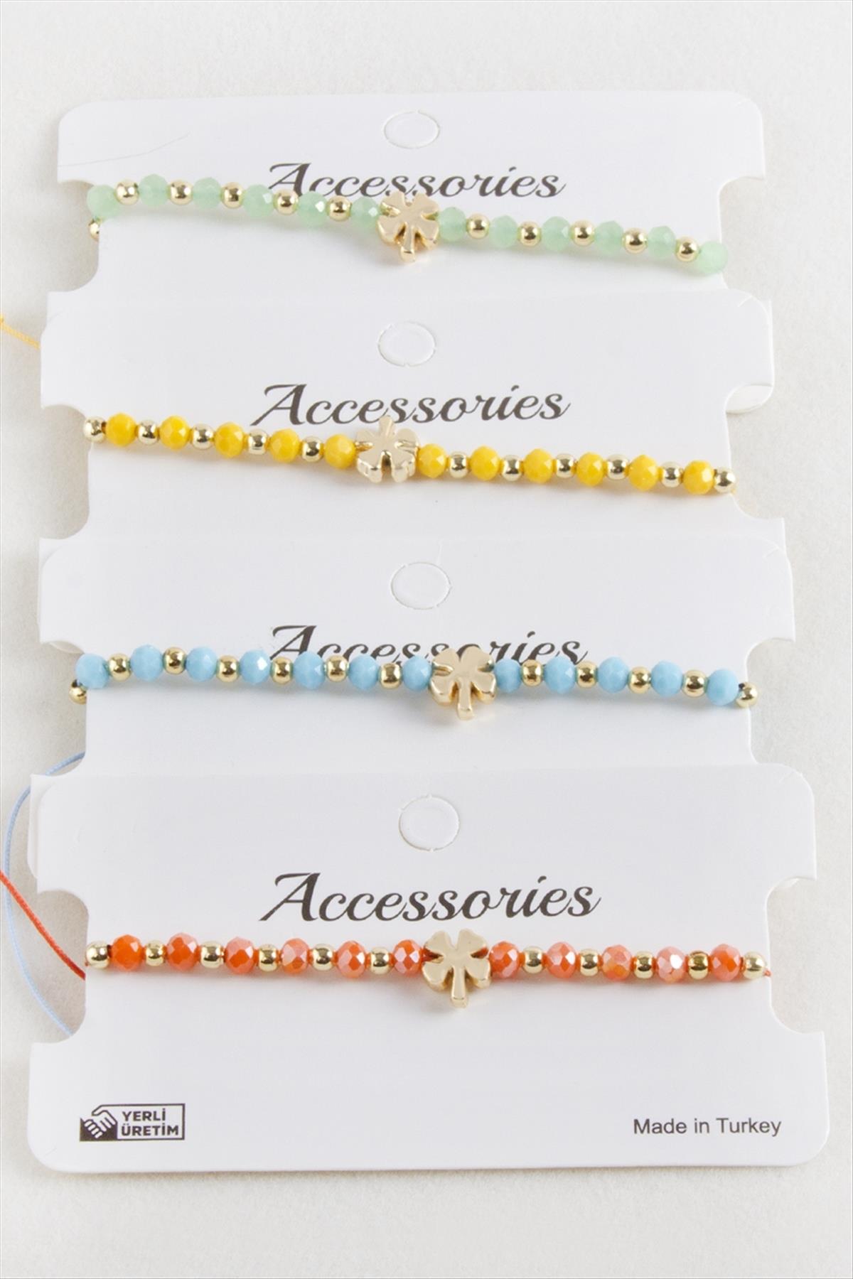 Yonca Kristal Makrome İp Bileklik