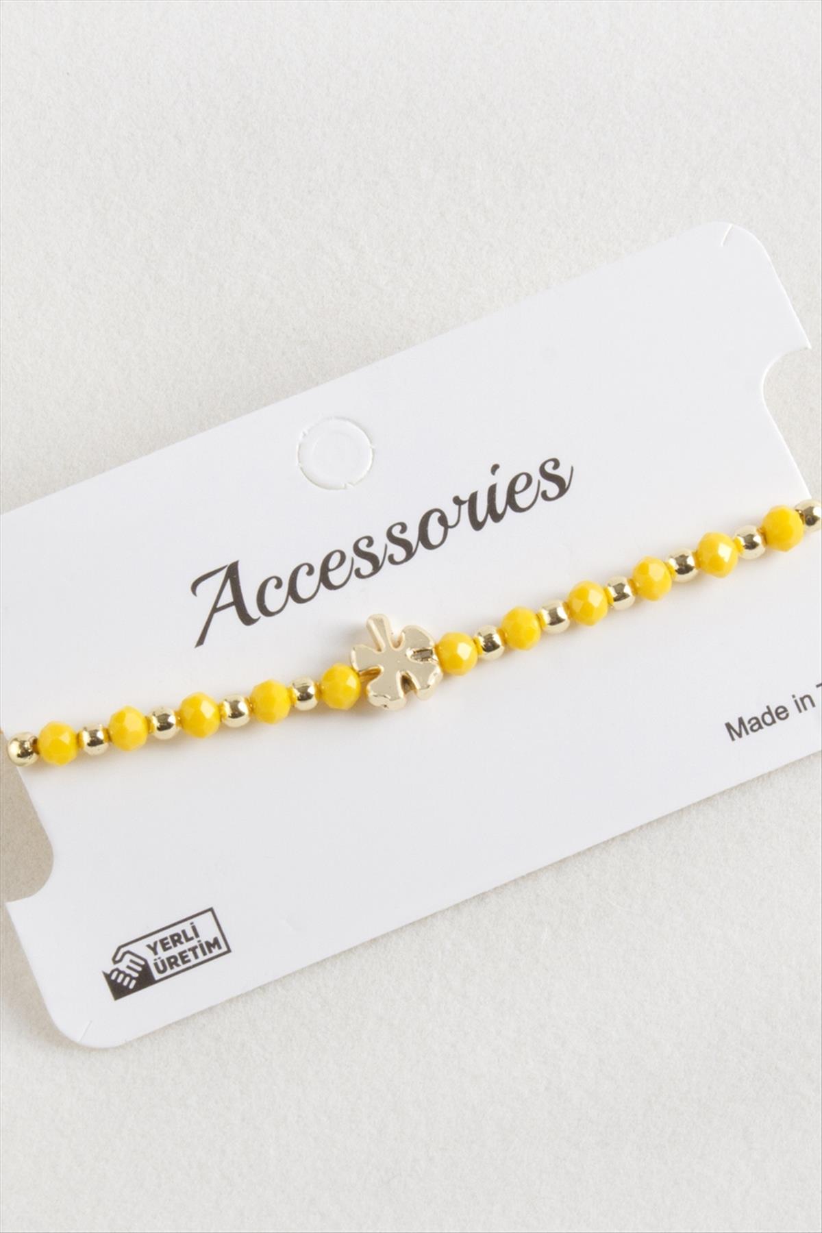 Yonca Kristal Makrome İp Bileklik