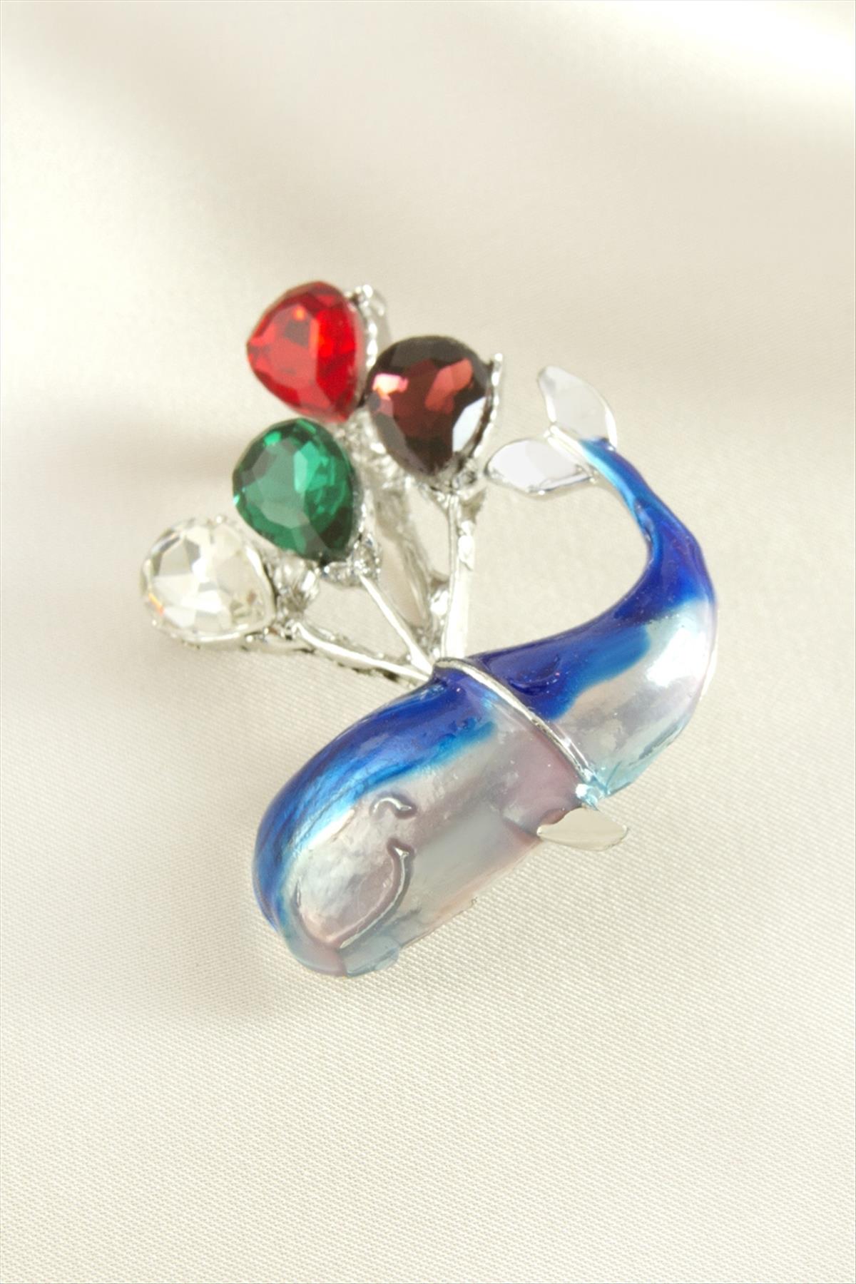 Yunus Mineli Taşlı Broş