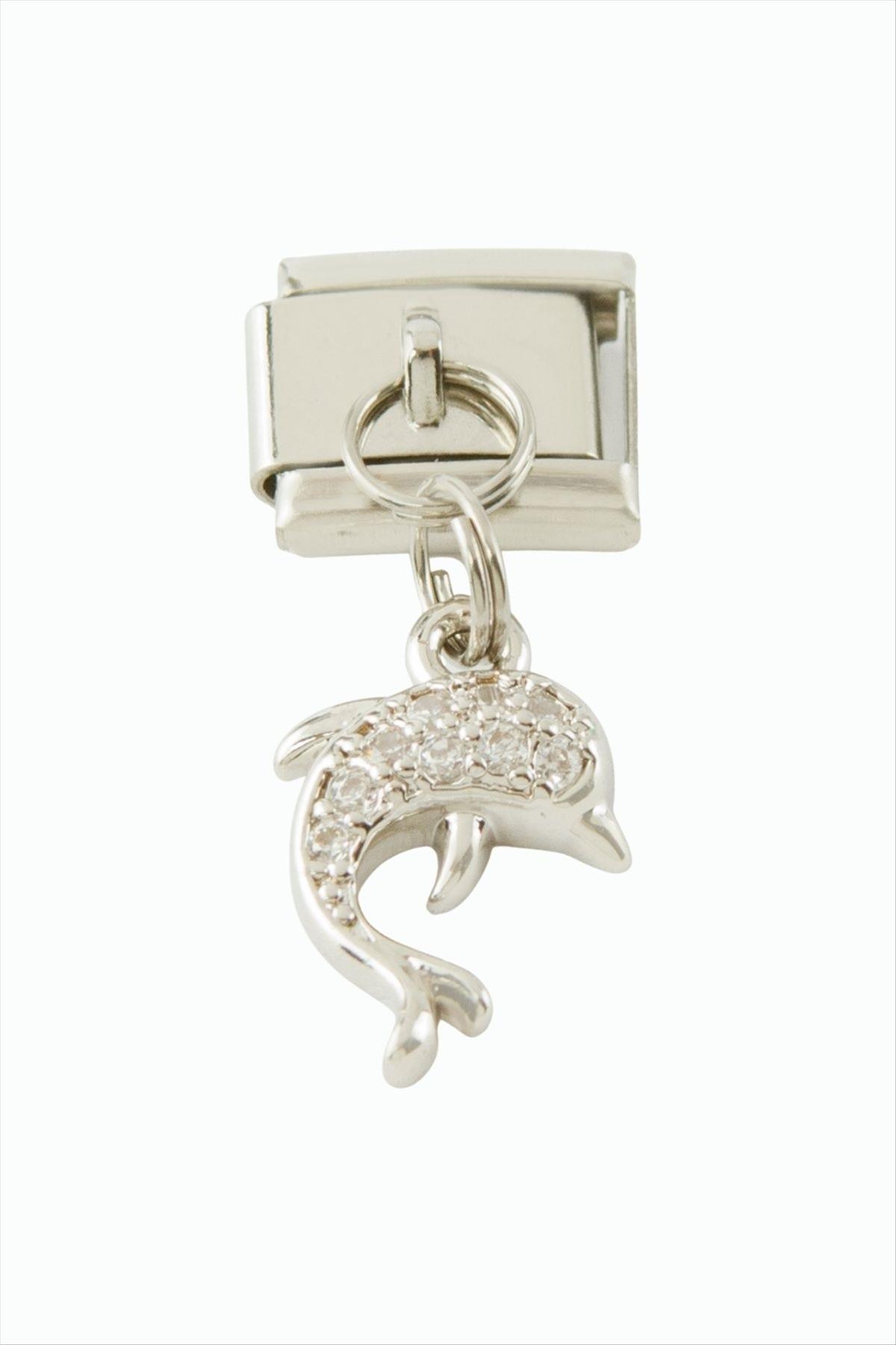 Yunus Zirkon Taşlı Sallatılı Çelik Charm