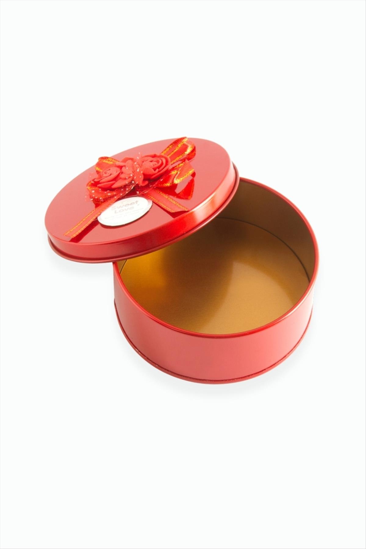 Yuvarlak Boş Kırmızı Metal Kutu 9 cm