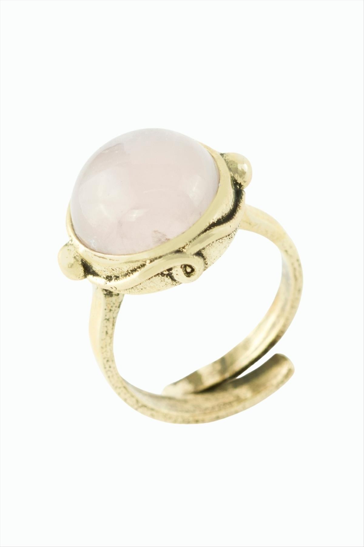 Yuvarlak Doğaltaşlı Otantik Yüzük