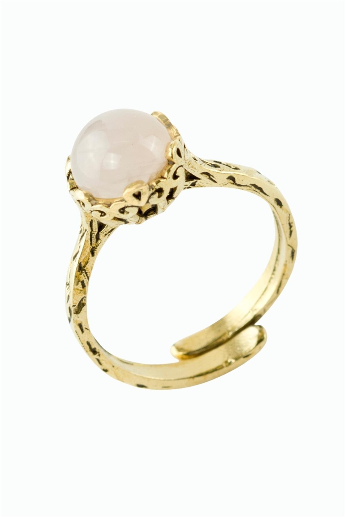 Yuvarlak Doğaltaşlı Otantik Yüzük