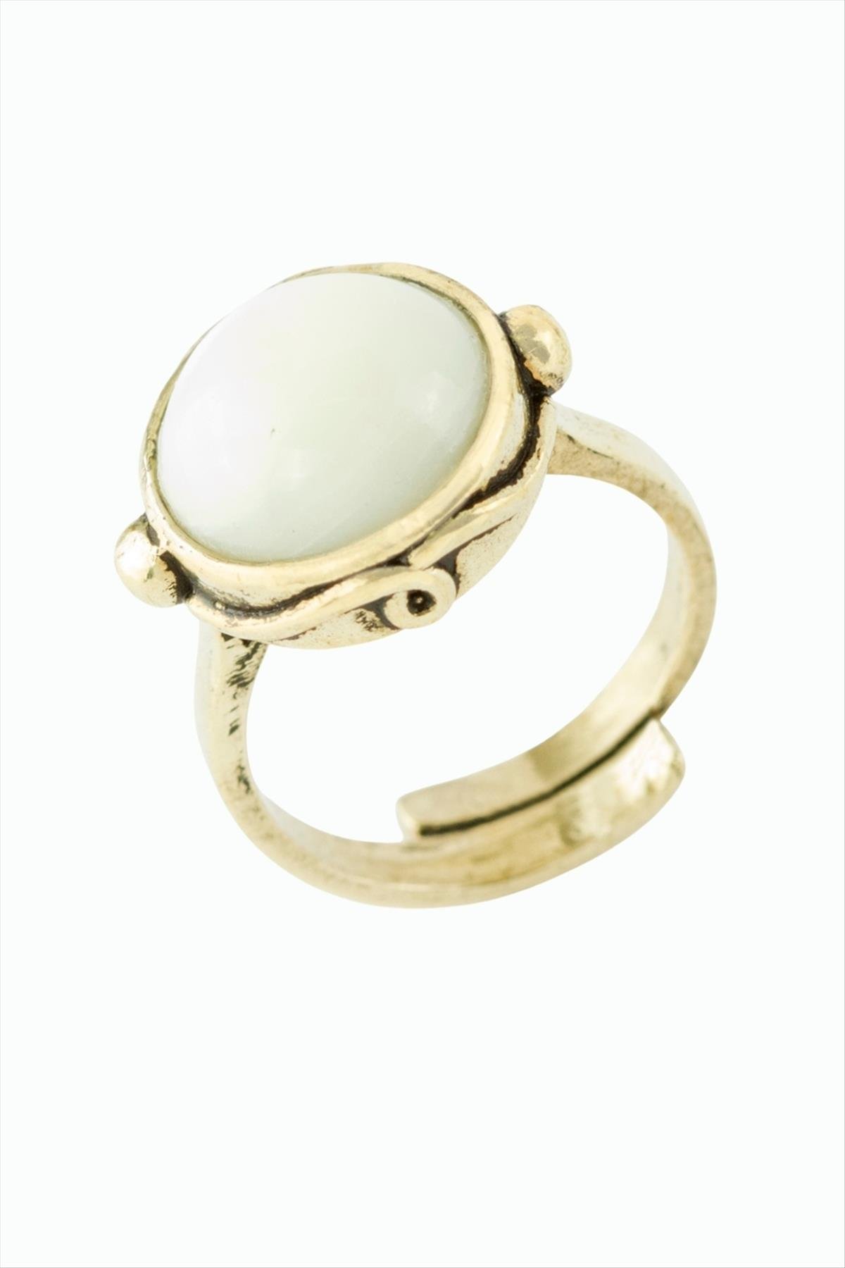 Yuvarlak Doğaltaşlı Otantik Yüzük