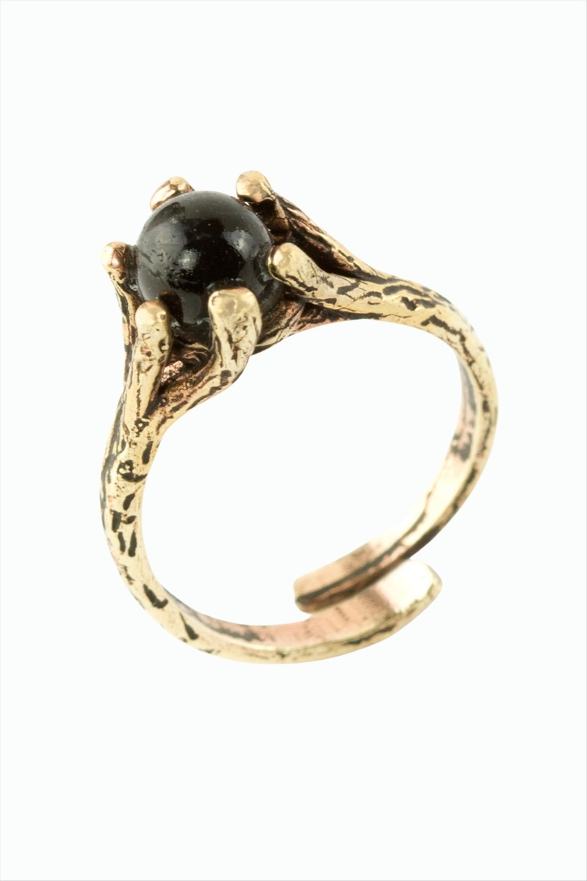 Yuvarlak Doğaltaşlı Otantik Yüzük