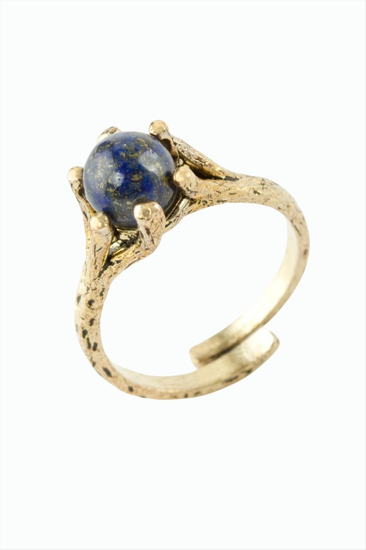 Yuvarlak Doğaltaşlı Otantik Yüzük