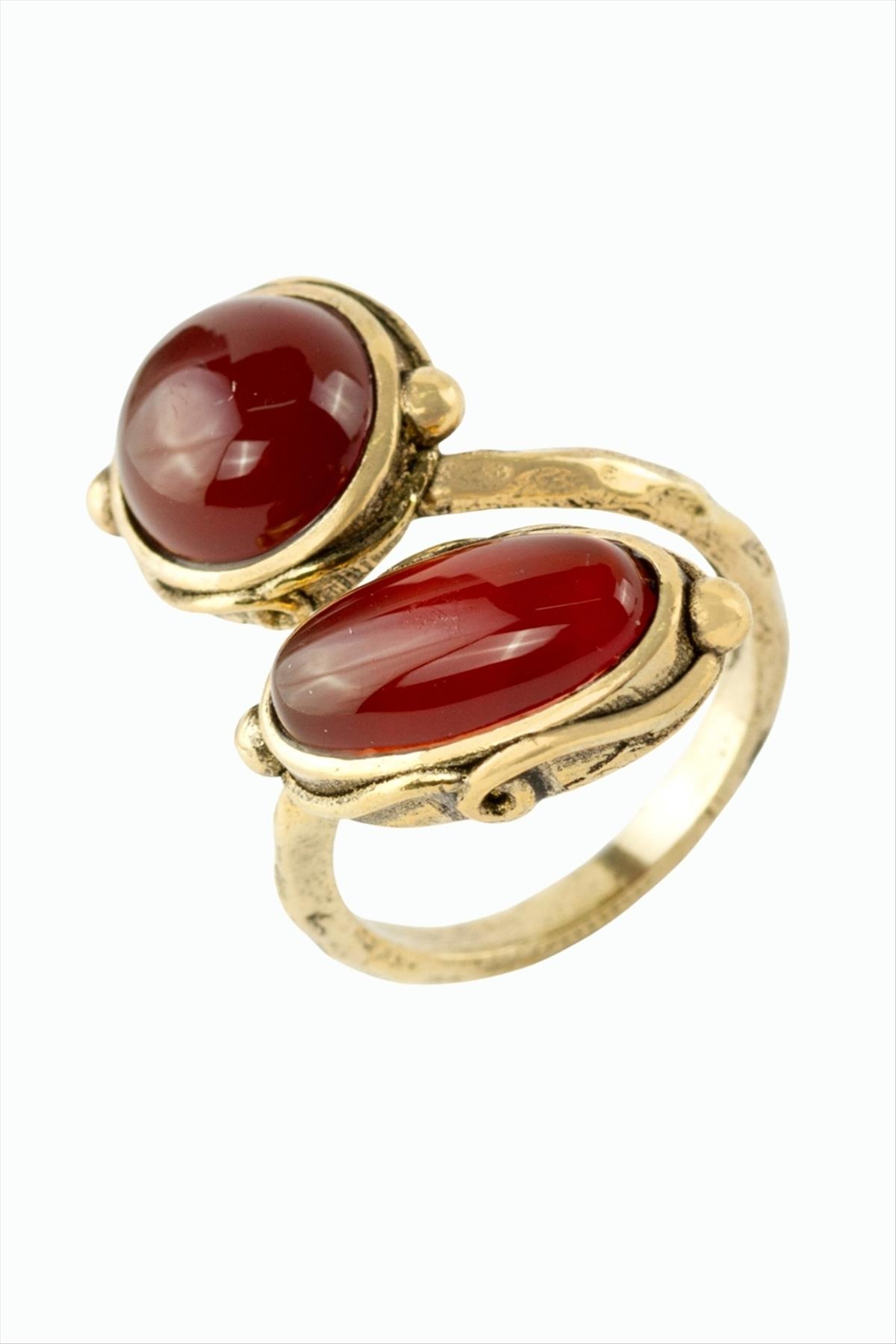 Yuvarlak Oval Doğaltaşlı Otantik Yüzük