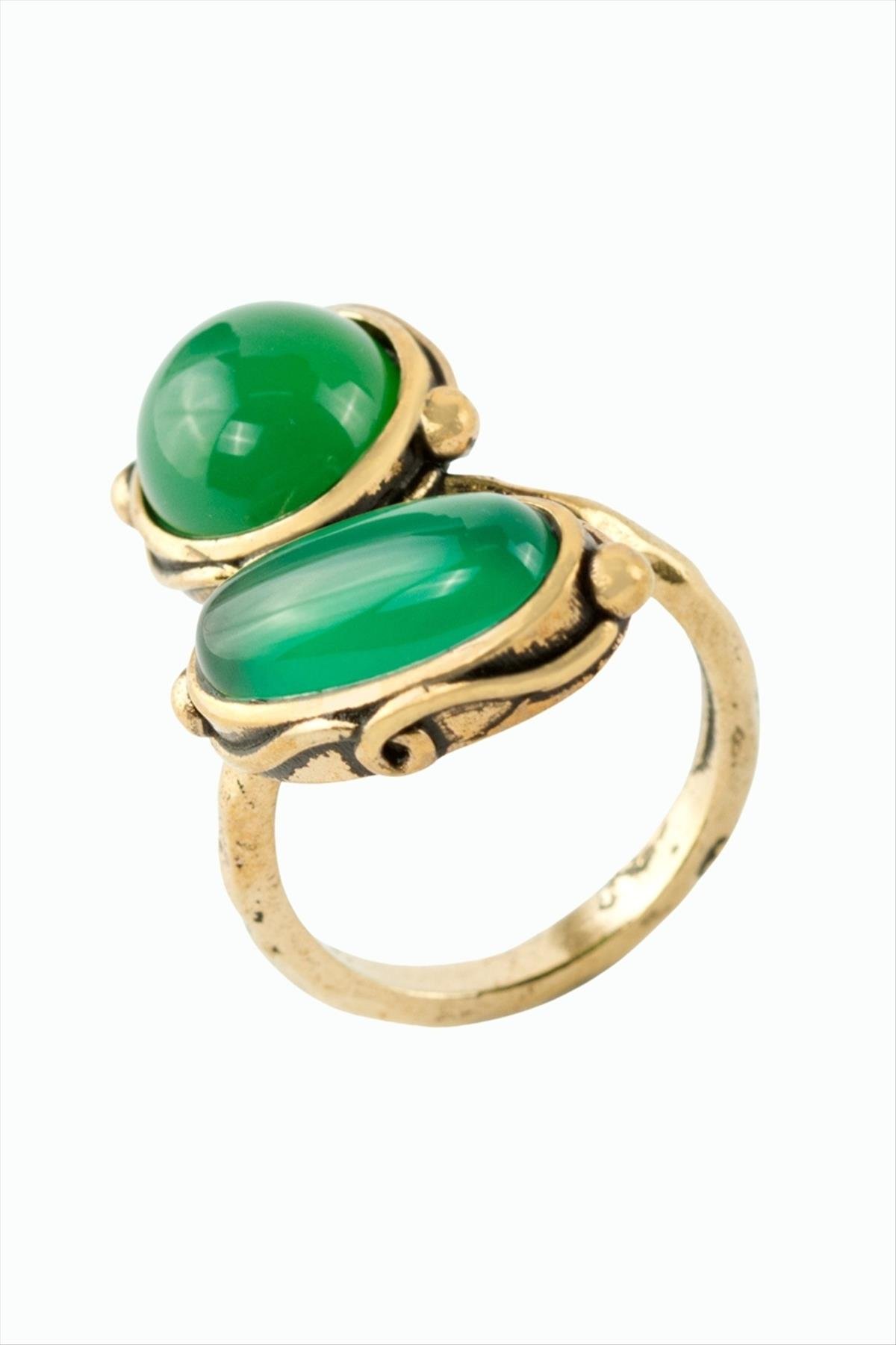 Yuvarlak Oval Doğaltaşlı Otantik Yüzük