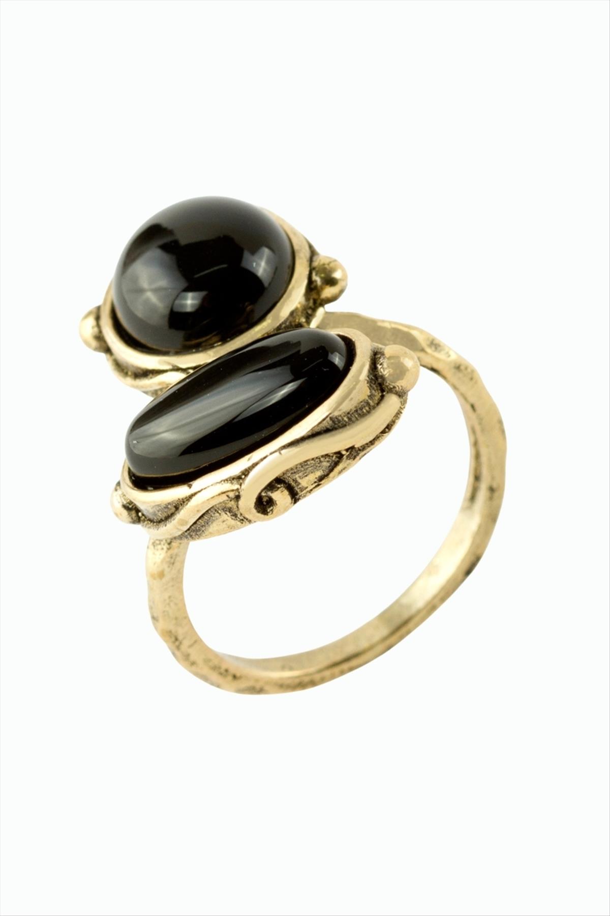 Yuvarlak Oval Doğaltaşlı Otantik Yüzük