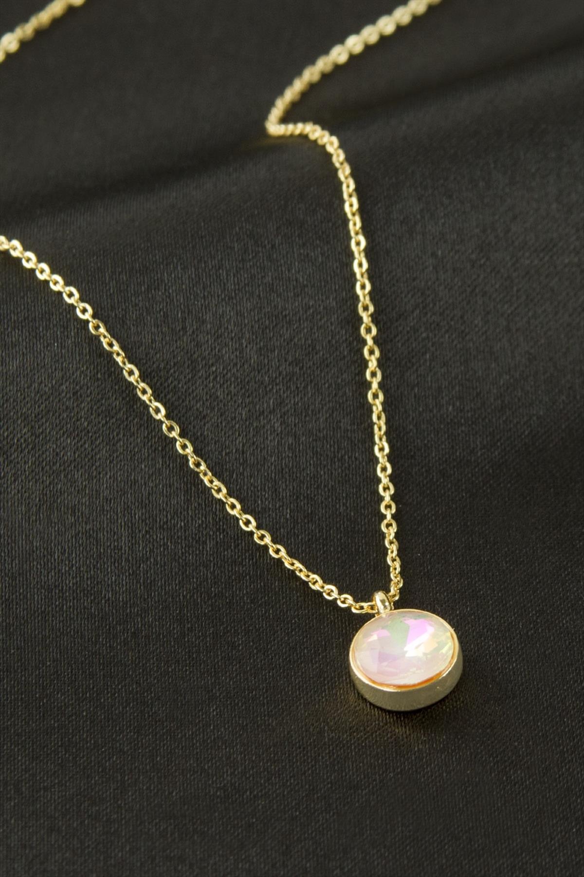 Yuvarlak Taşlı Kolye