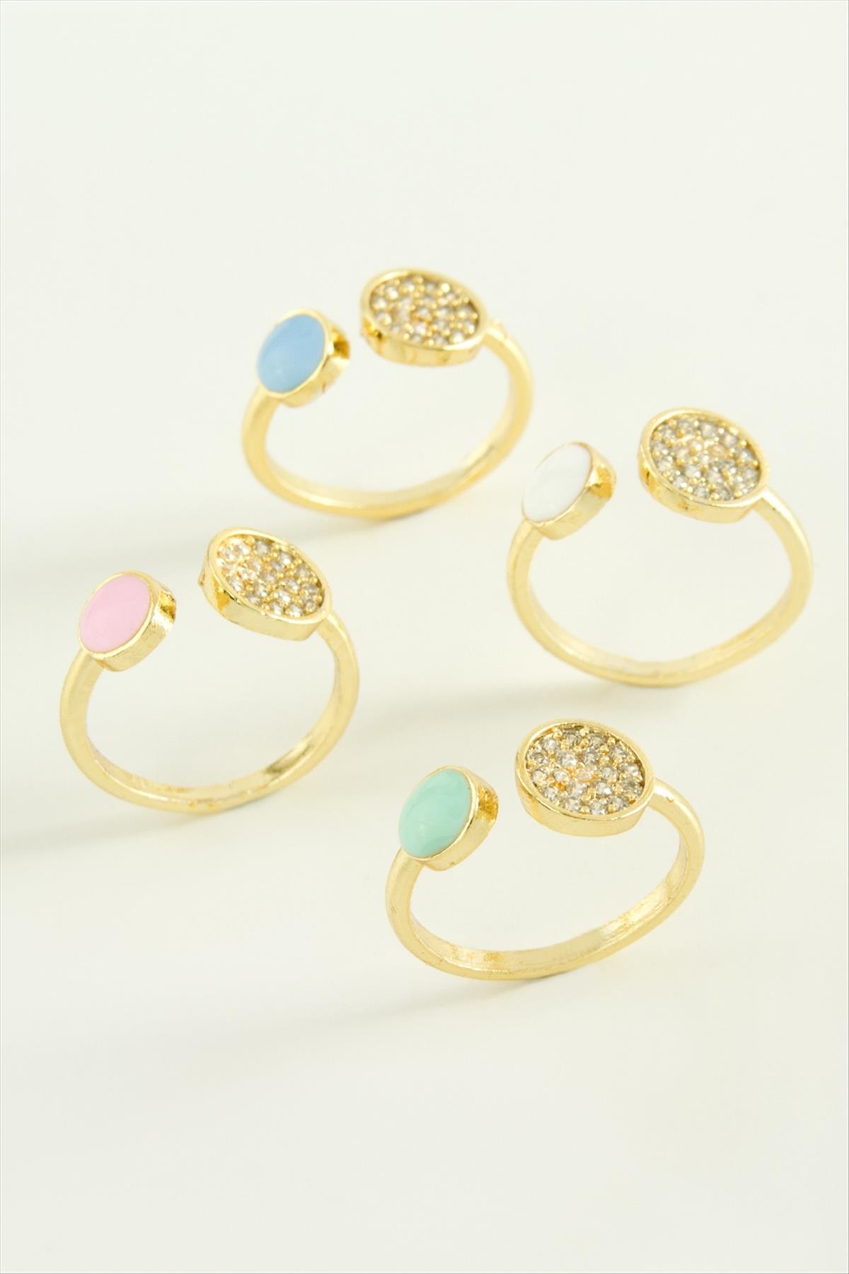 Yuvarlak Taşlı Mineli Eklem Yüzük