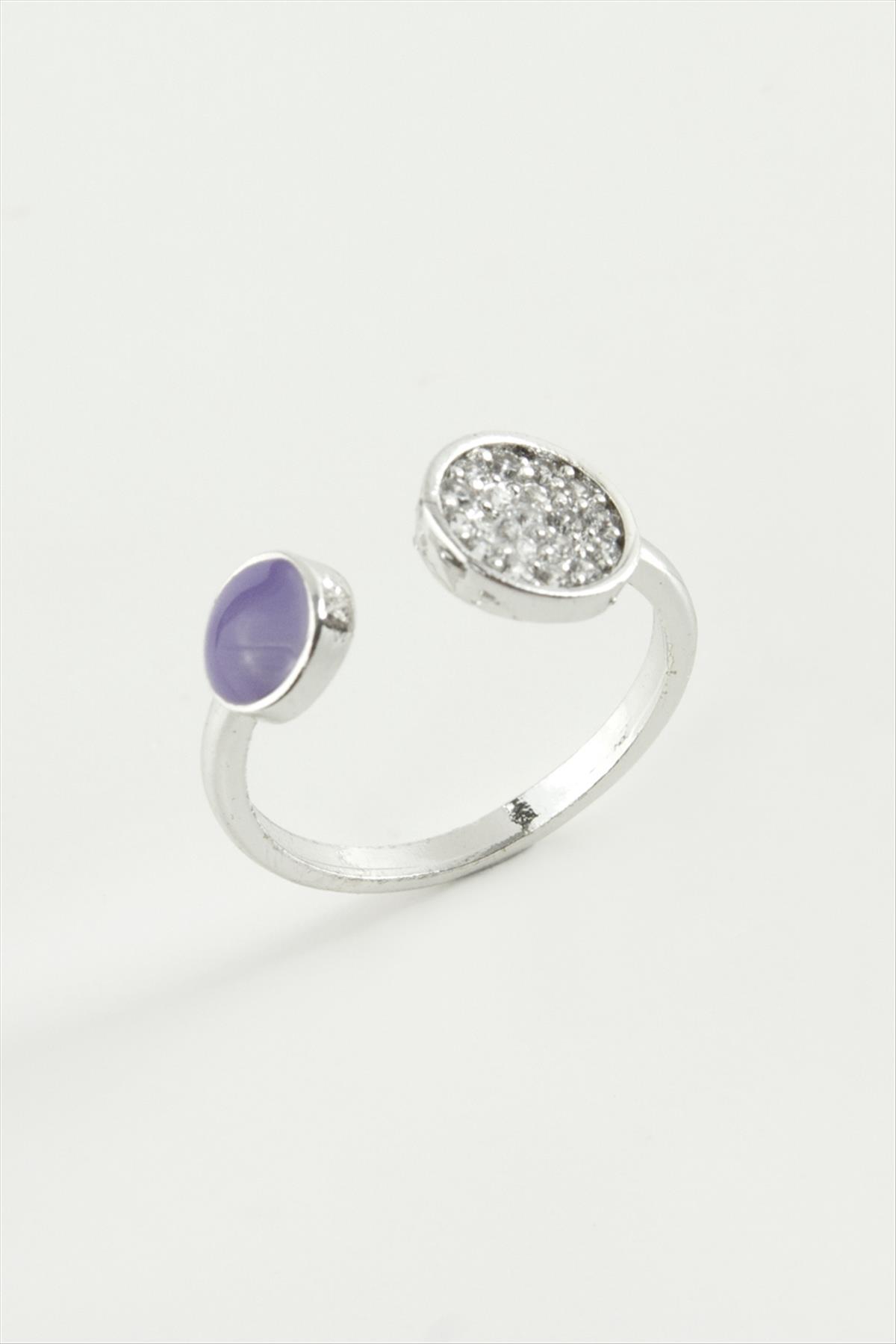 Yuvarlak Taşlı Mineli Eklem Yüzük