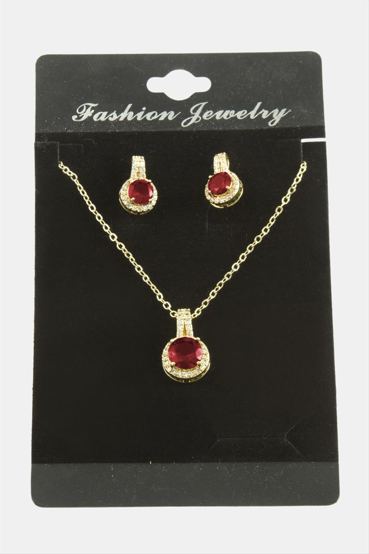 Yuvarlak Zirkon Taşlı Set Kolye