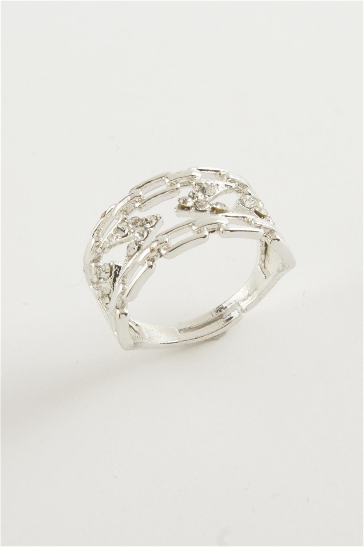 Zincir Şekilli Zirkon Taşlı Yüzük