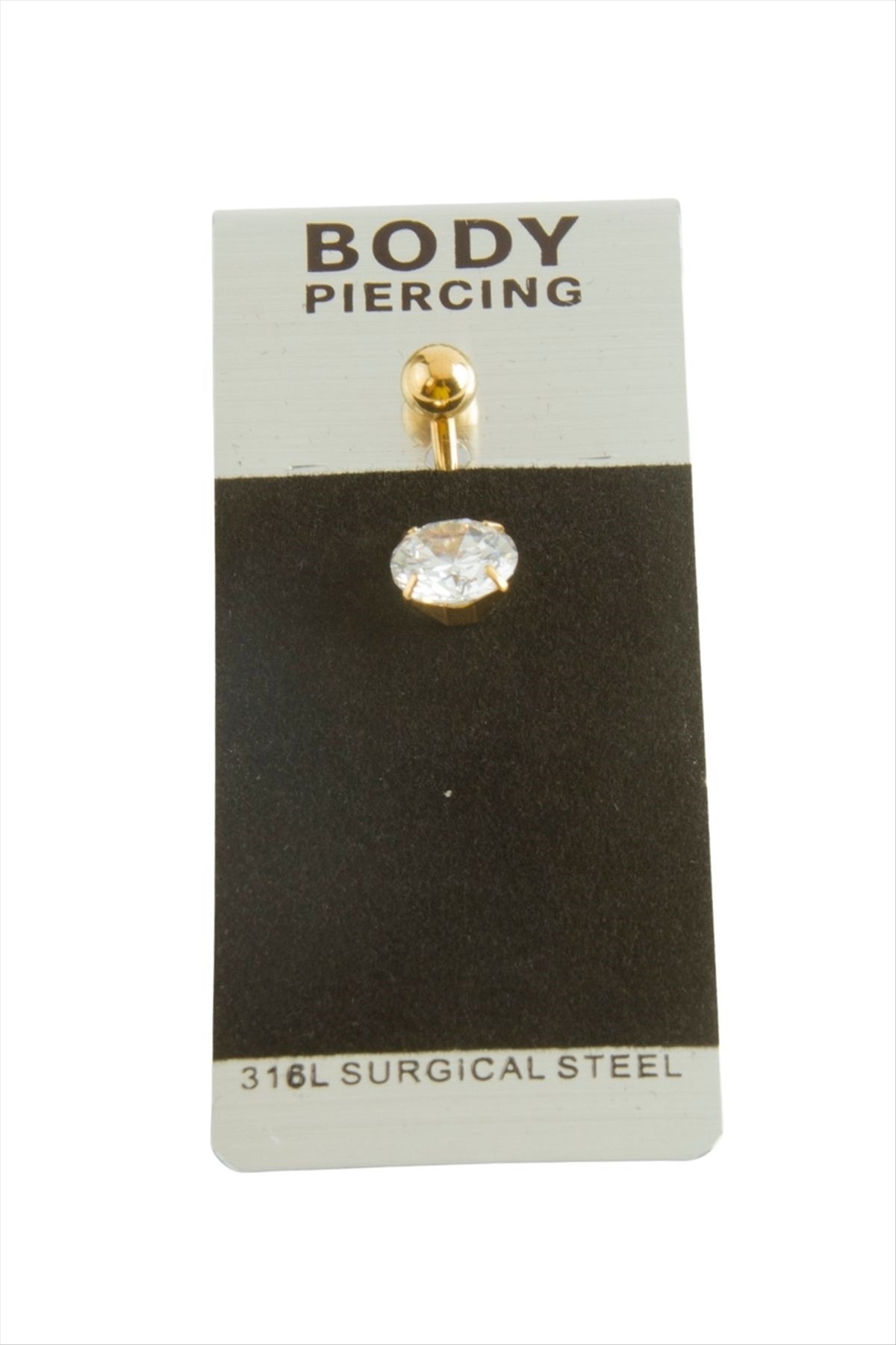 Zirkon Taşlı Lüks Çelik Göbek Piercing 1 Adet