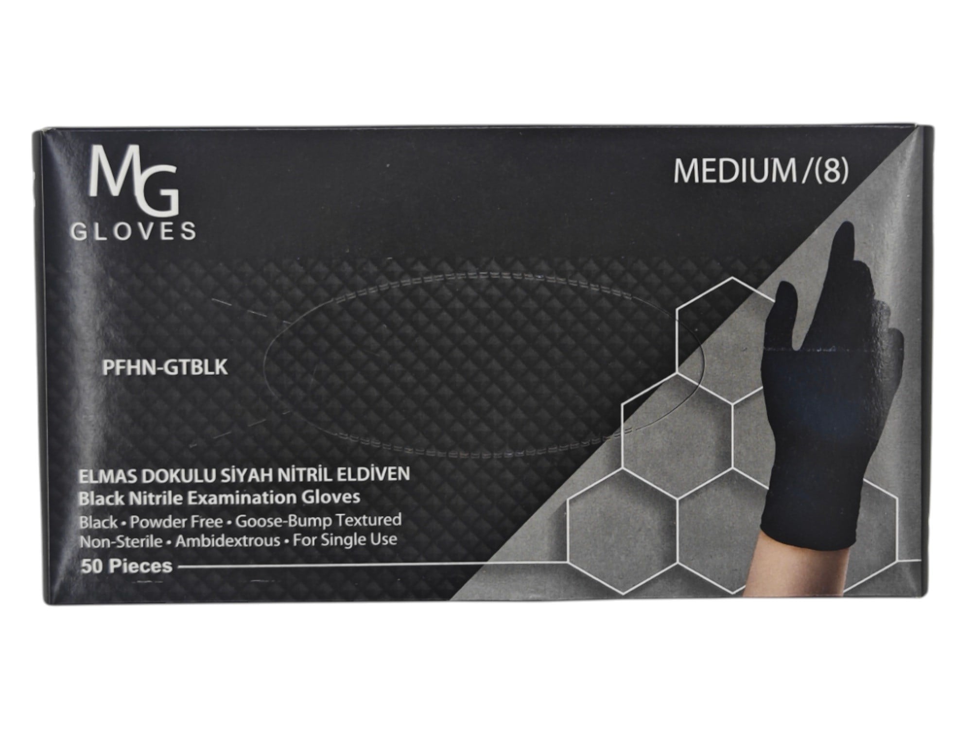 2598   MG Elmas Dokulu (M) Siyah Nitril Eldiven 50li