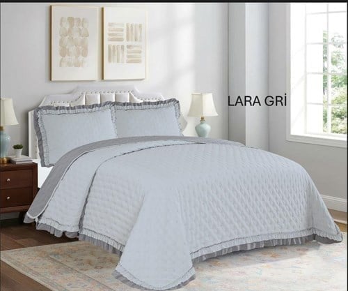 Çınar Yatak Örtüsü Çift Kişilik Lara Gri 240X260