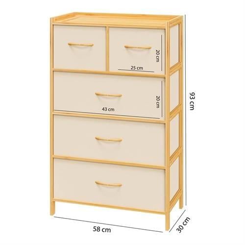 Dıgıthome Dolap Beş Çekmeceli Bambu 0013