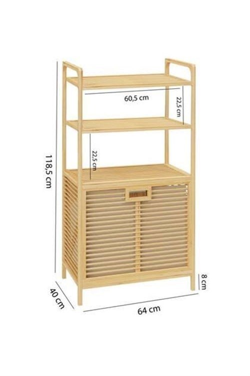 Dıgıthome Kirli Sepeti Banyo Düzenleyici 3 Raflı Bambu Db-0011