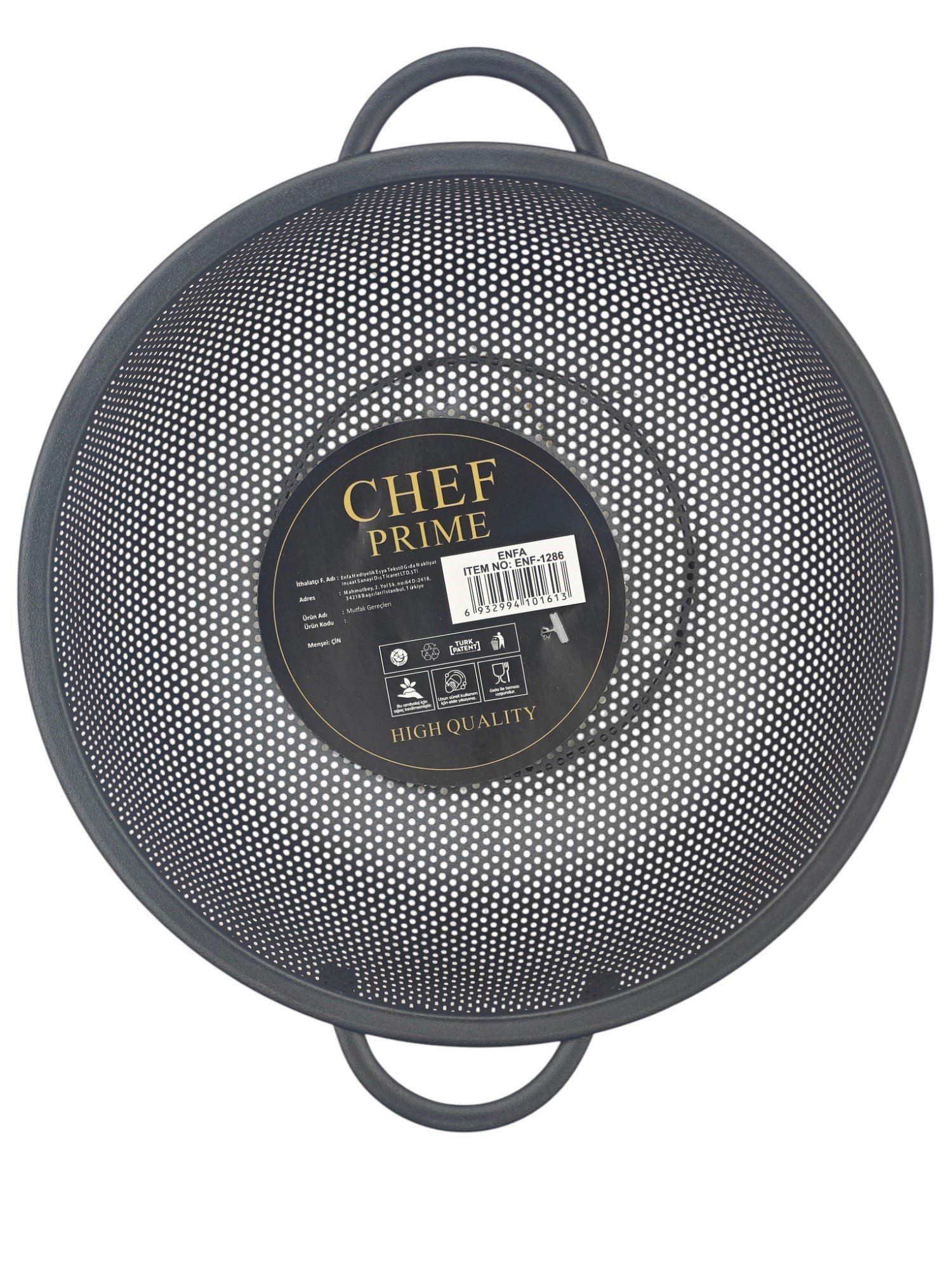 ENF-1286   Chef Prime Siyah Süzgeç 22.5cm