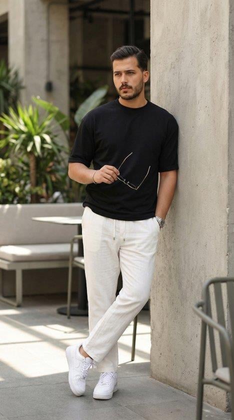 Erkek Duble Kol Basic Tişört