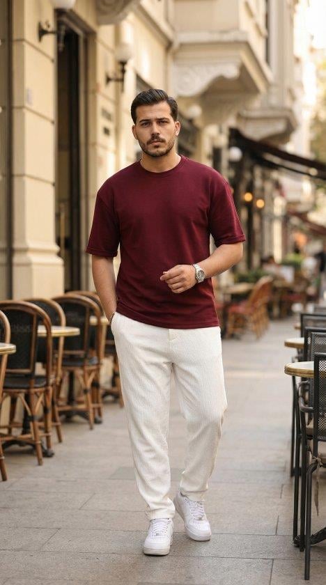 Erkek Duble Kol Basic Tişört